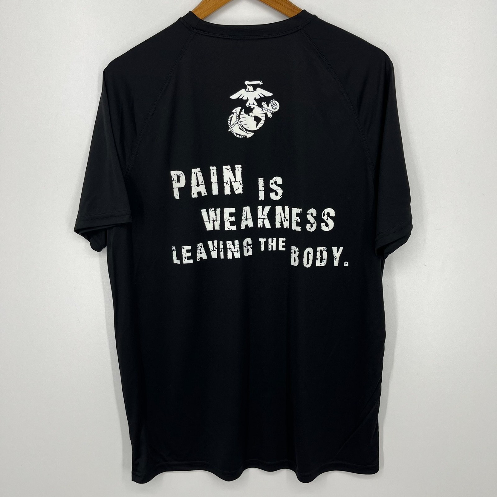 USMC Marines Short Sleeve T-Shirt Men’s Size L Black Moisture Wicking USA NWOT