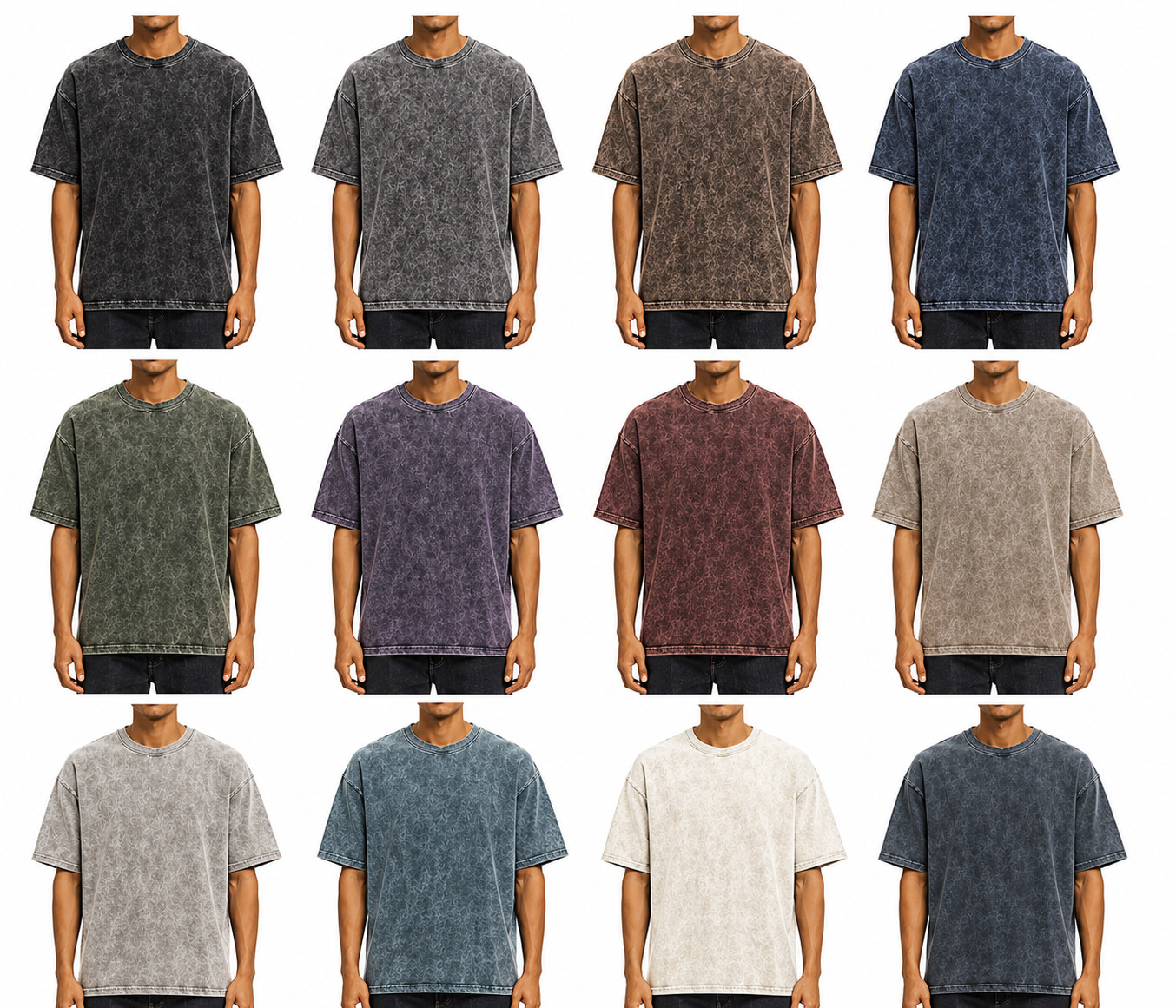 6 PK Unisex Men  Women Acid / stone Wash T-Shirts cotton multicolour ( M )