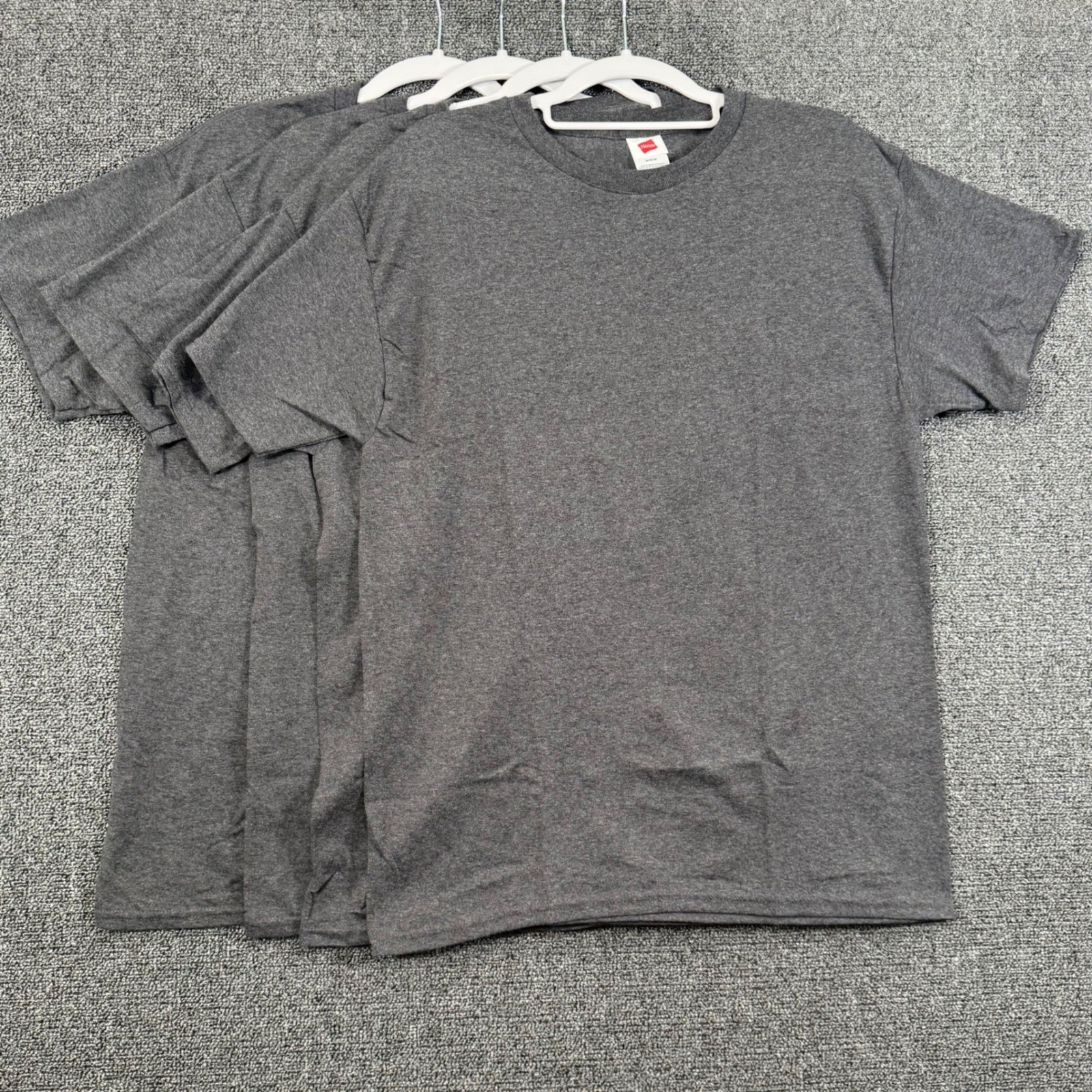 Hanes Mens M 4 Pack T-Shirt Charcoal Heather Grey Comfort Soft Basic Essential