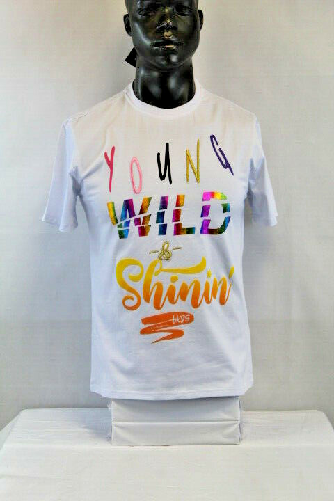 BKYS S/S YOUNG WILD SHININ GRAPHIC T-SHIRT WHITE/MULTICOLOR T116DTWHT