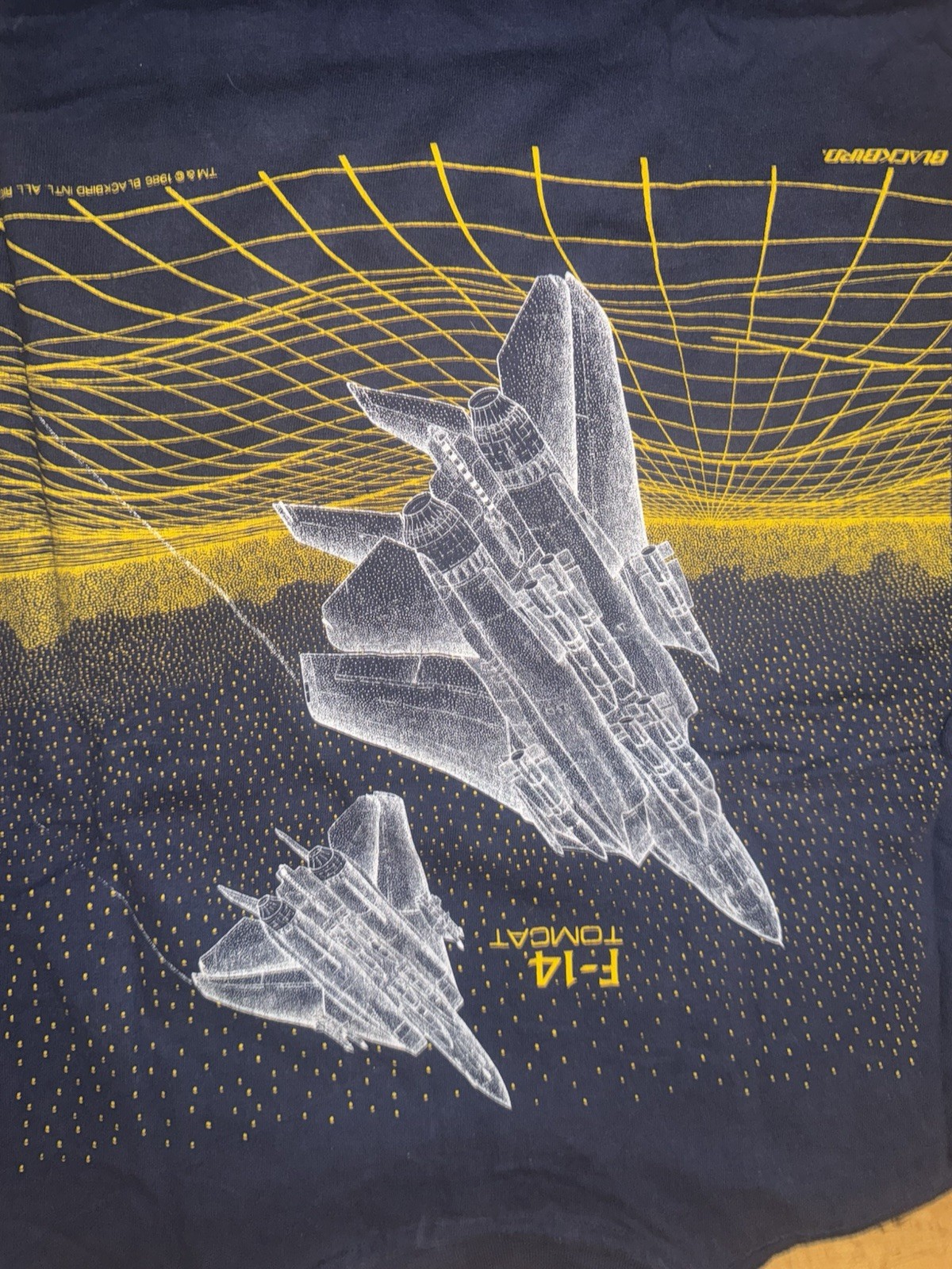 1986 Fighter jet graphic print double sided Tee – Size L