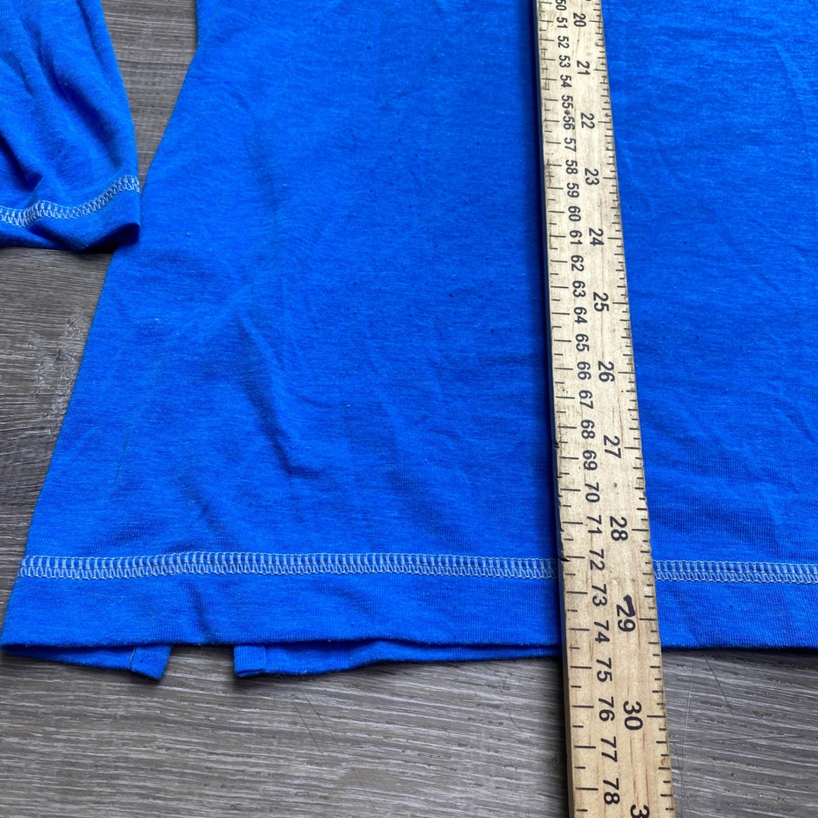 Orvis Trout Bum Mens Size M Blue Long Sleeve Performance T-Shirt Poly Cotton