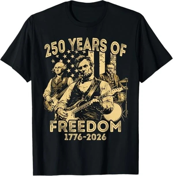 Abraham Lincoln Playing Guitar 4th July 250th Anniversary T-Shirt