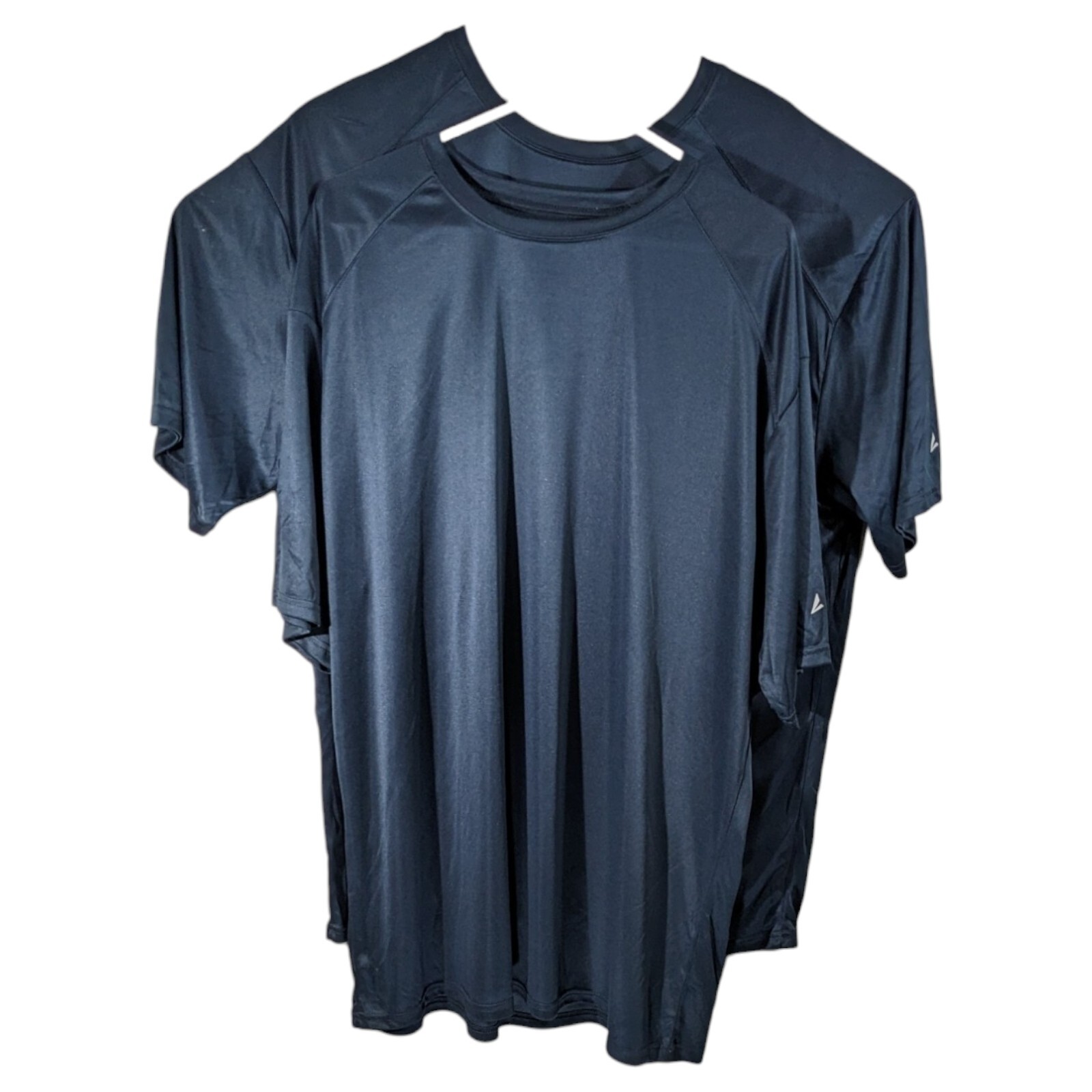 Mens Plain Navy Blue Workout Shirts 2XL XXL Polyester Short Sleeve Crew Neck Top