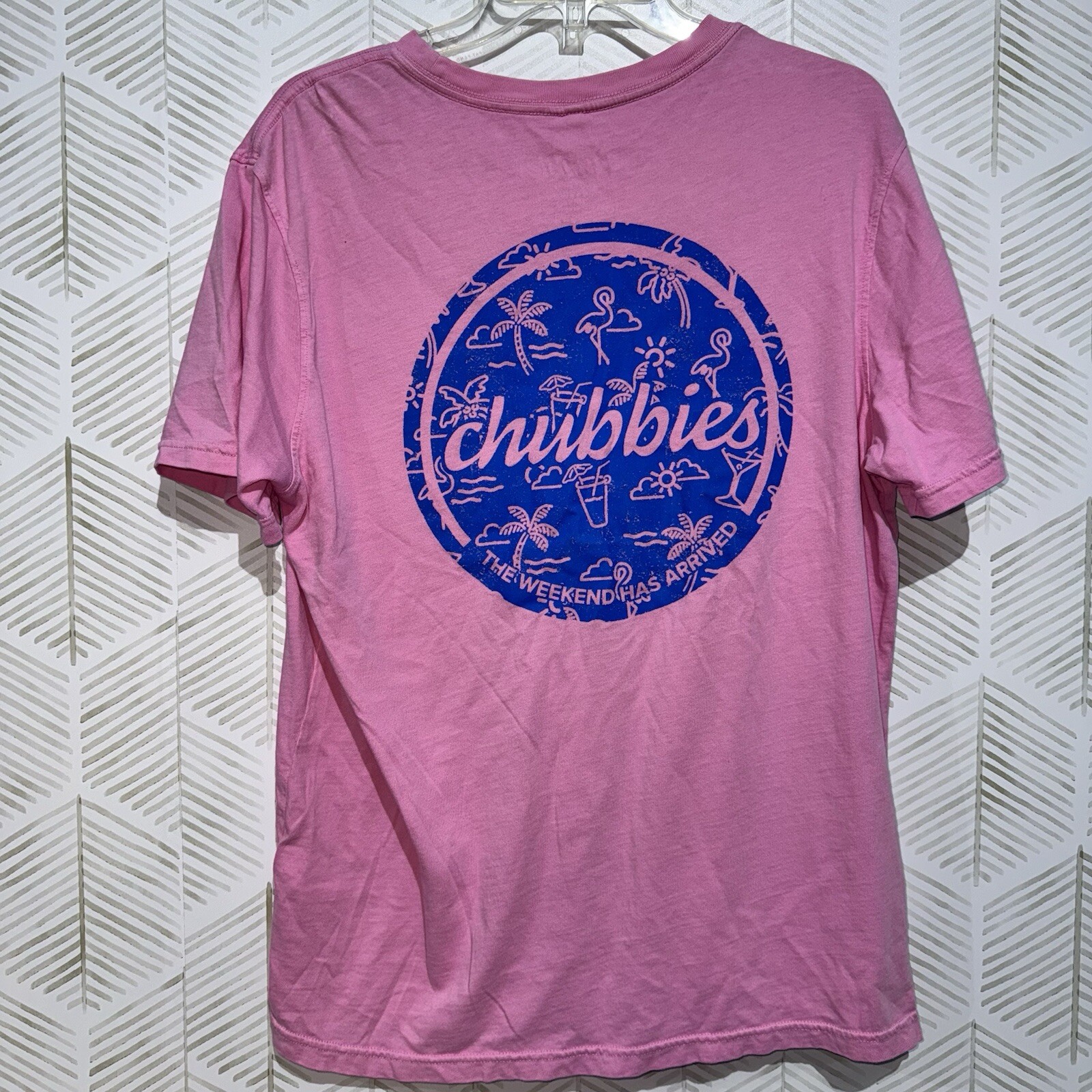 Chubbies The Weekend Has Arrived Graphic Pink Pocket Tshirt Cotton Medium