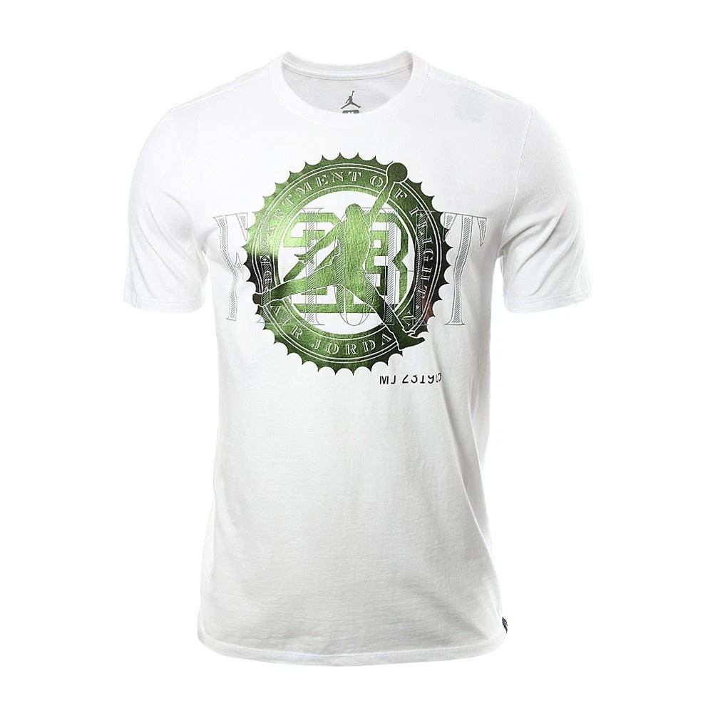 AUTHENTIC NIKE AIR JORDAN PURE MONEY BANK NOTE WHITE T SHIRT 844290-100
