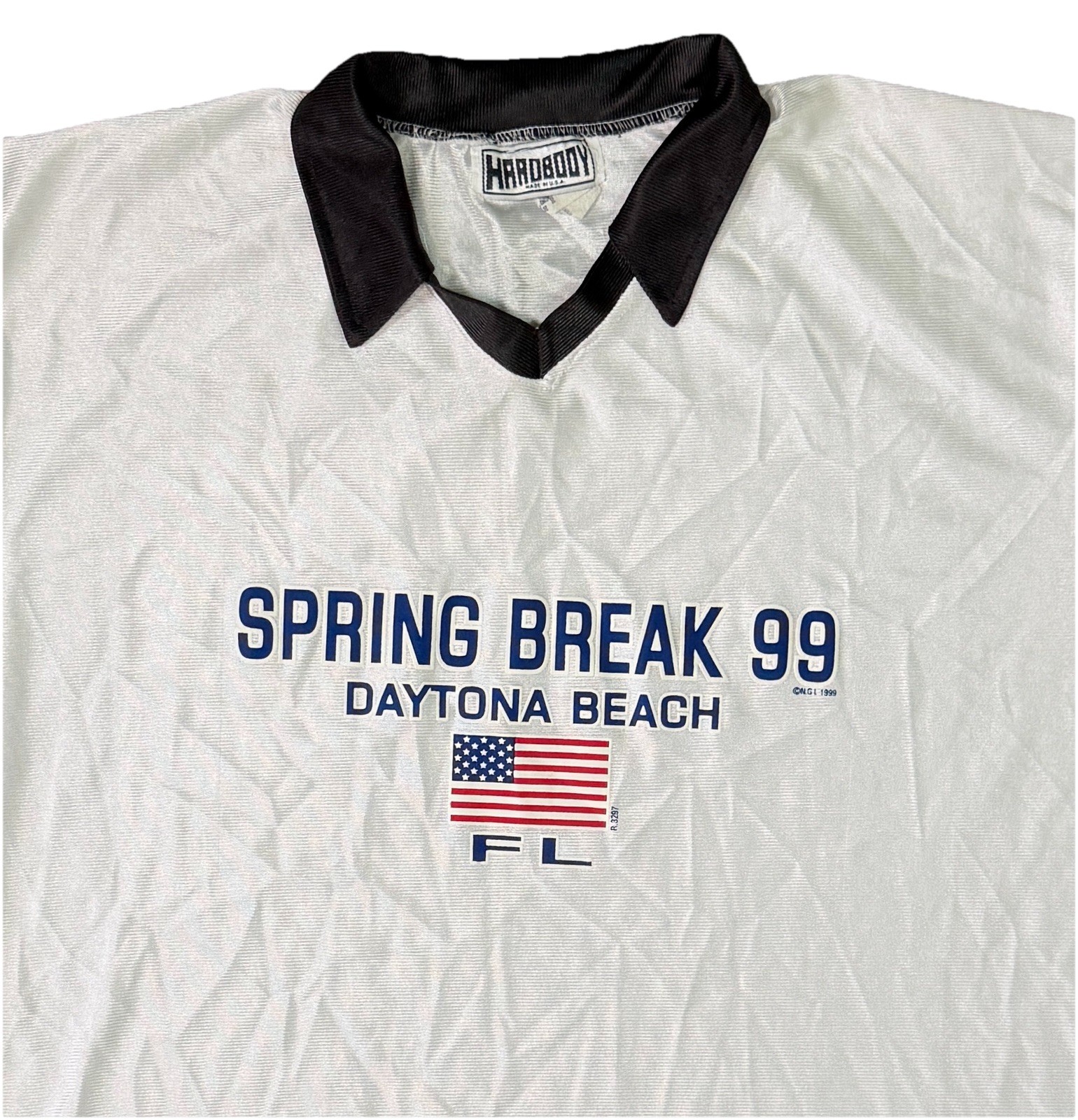 Daytona Beach Satin Feel White Shirt L/XL 1999 Spring Break Florida USA