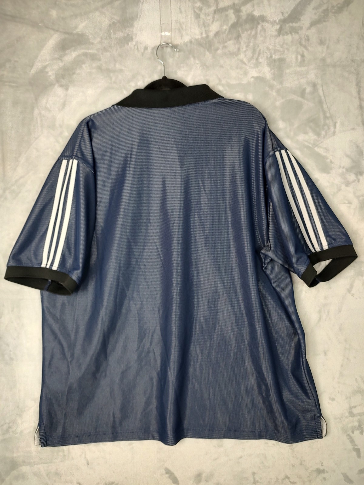 Vintage Adidas Mens T-Shirt Quarter Button Up w/ Logo & Collar Size XXL Black