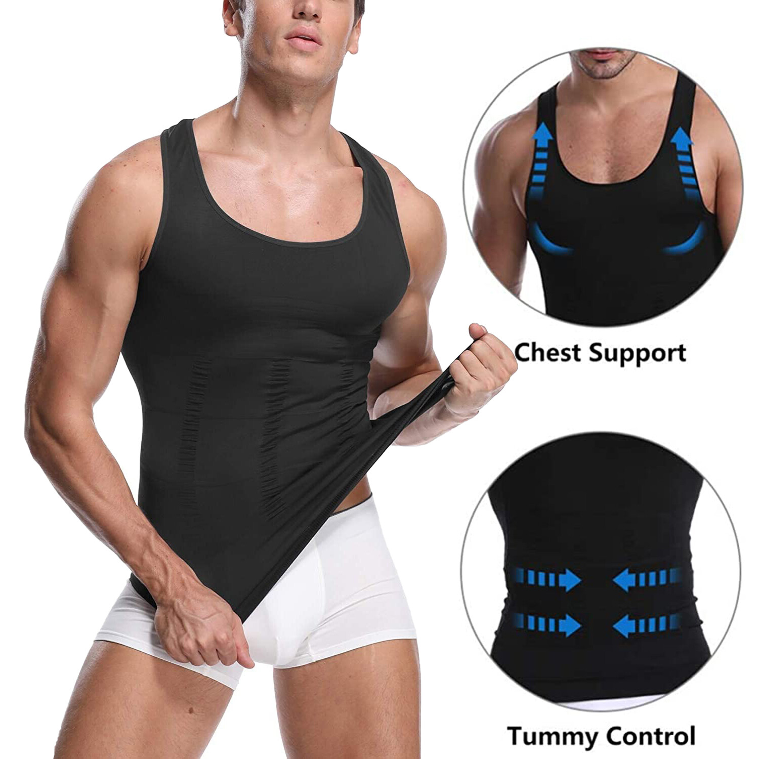Men’s Slimming Body Shaper Shirt Compression Abs abdomen Control Belly Underwear