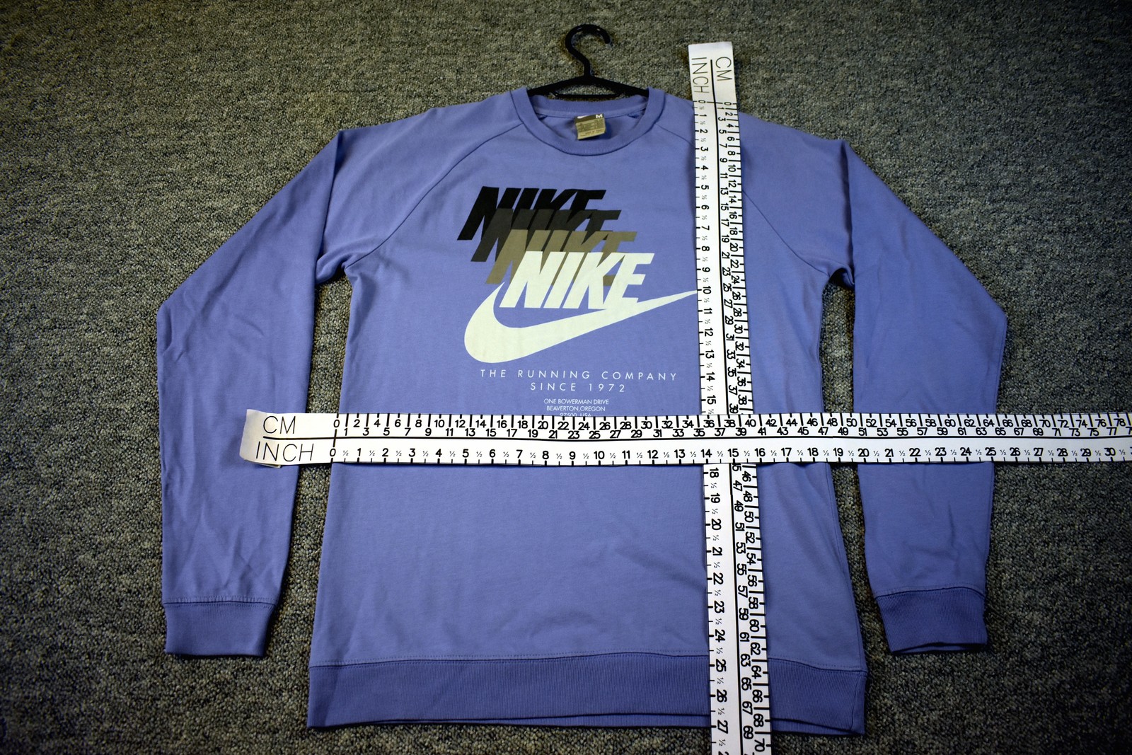 Nike Long Sleeve Tee Mens S Blue Spell Out Swoosh Crewneck Crew Neck