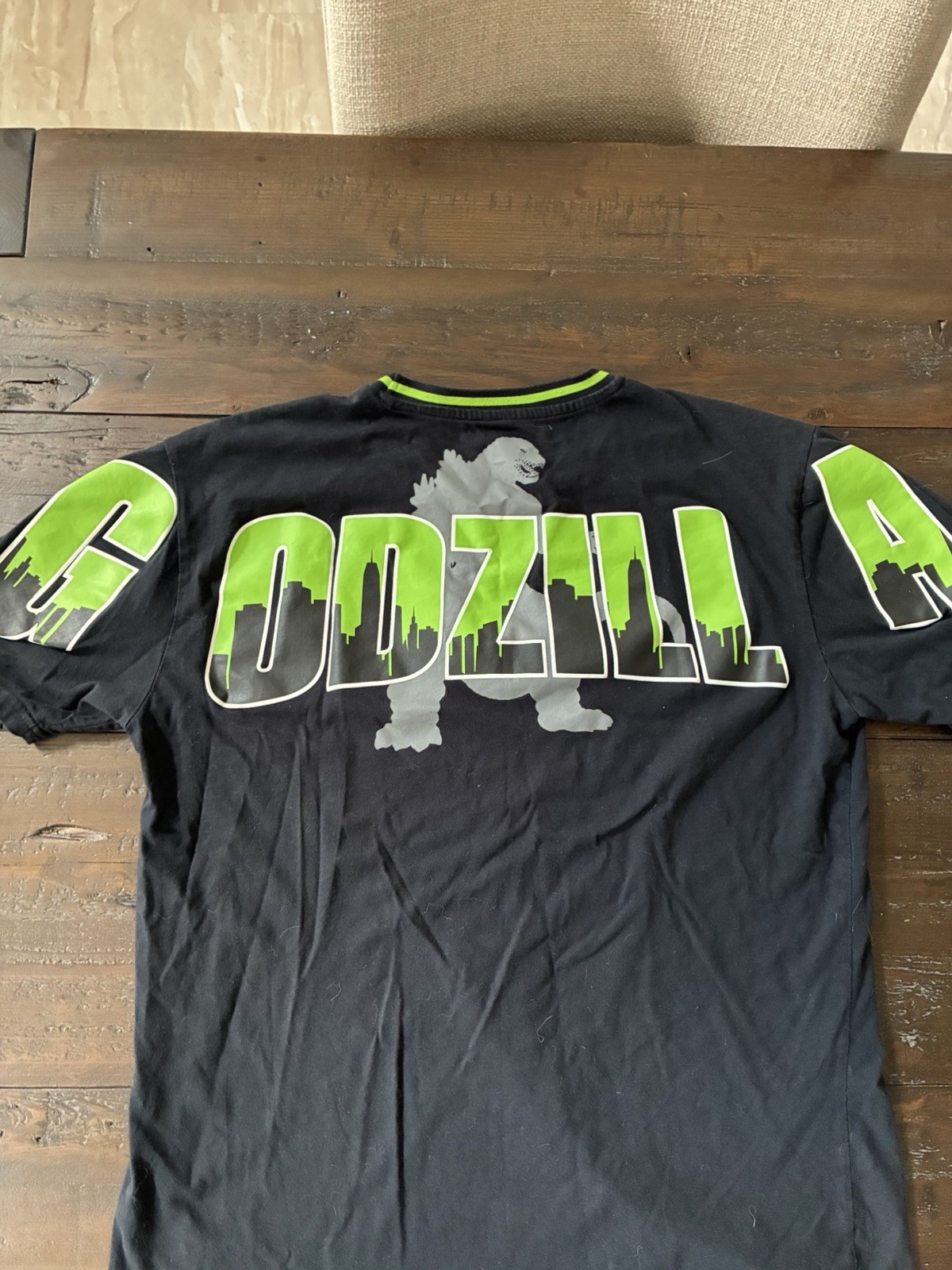 Godzilla Men Graphic Logo Double-Sided Crew Neck T-Shirt XL Black