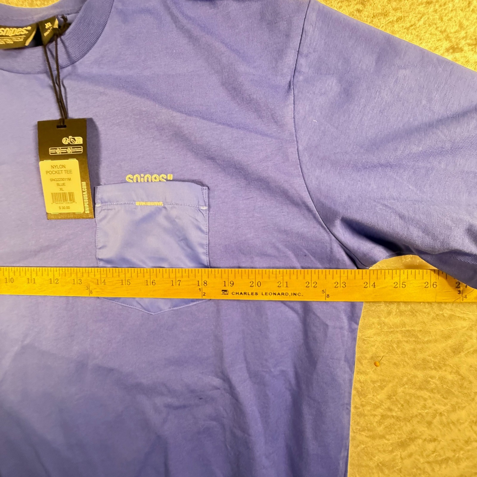 Snipes Nylon Pocket Tee Mens XL Blue New SNQ223011M Streetwear T-Shirt