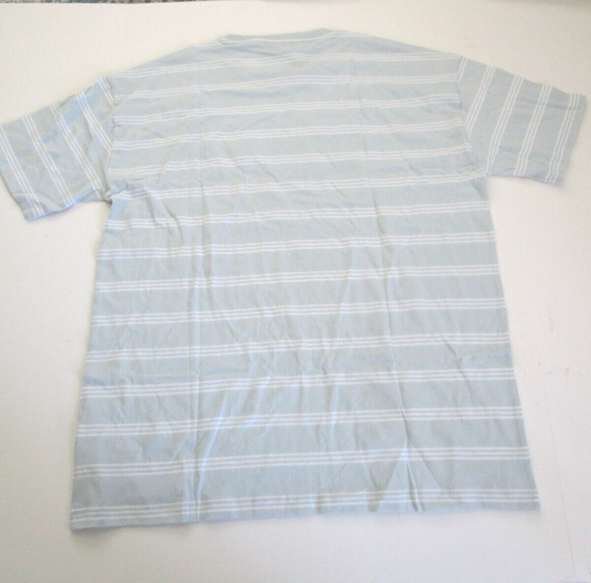 New Look Men’s Oversized Medium T-Shirt Blue/White Stripe 100% Organic Cotton