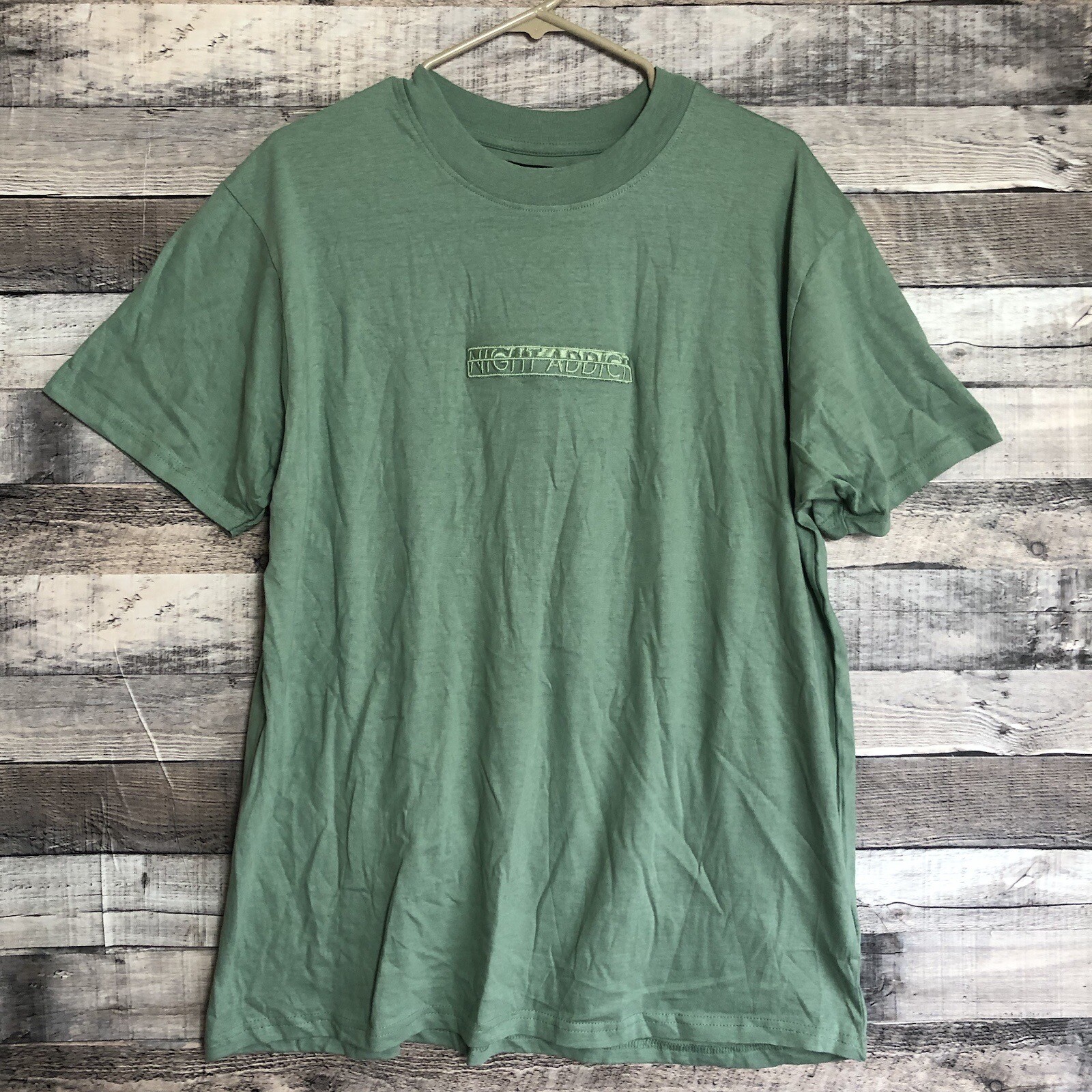 Night Addict Mens Tee-Shirt Green Short Sleeve Crew Neck Casual Pullover Size M