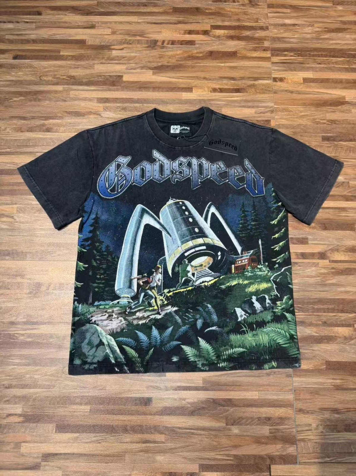 26/SS Mens Godspeed Alien character monster print Cotton Short sleeved T-shirt