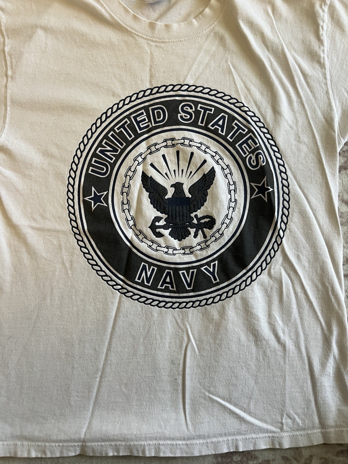 Vintage 90s Soffe Navy T-Shirt with black United States Navy emblemSize M #90s