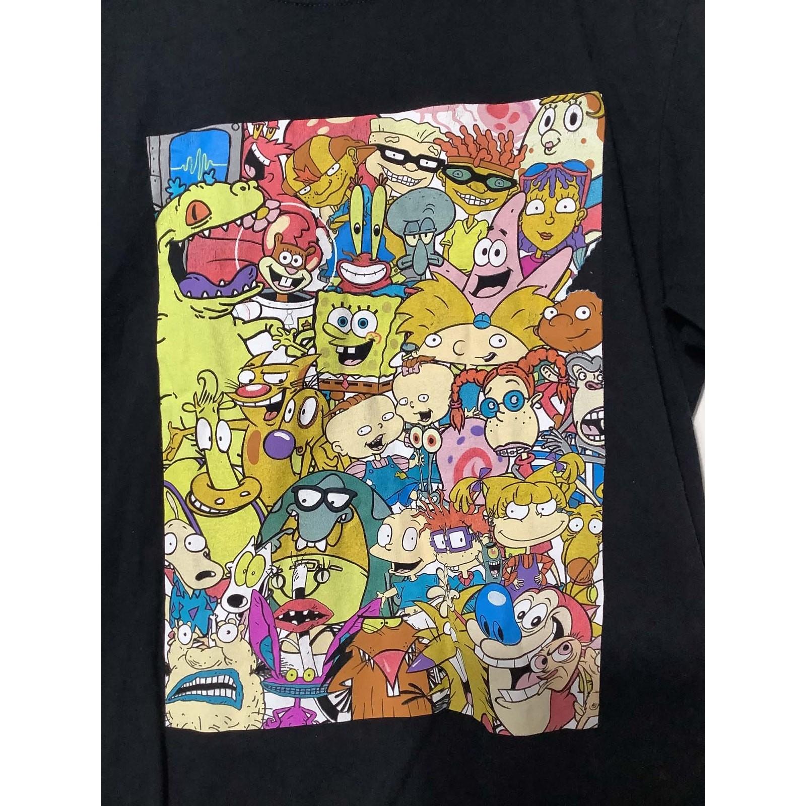 Nickelodeon 90s Nicktoons Character Mashup Mens Spongebob Rugrats T-Shirt Size L