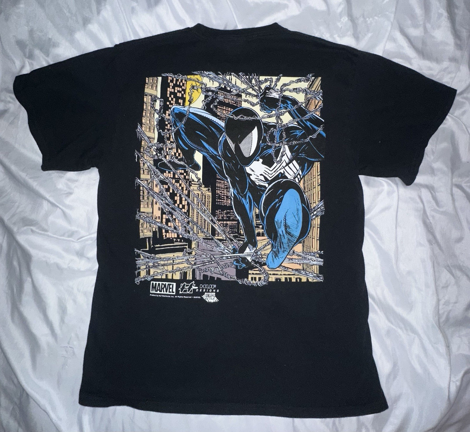 HUF x Marvel Venom Men’s L Black Short Sleeve Graphic Print T-Shirt