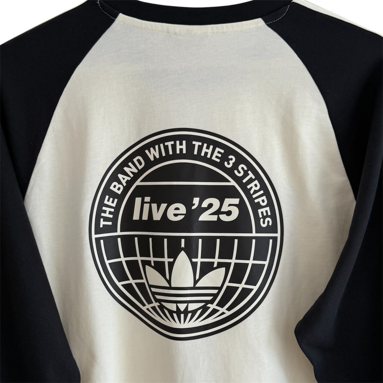 Adidas x Oasis Tour 3 Stripes Long Sleeve T Shirt Cream Black Men M
