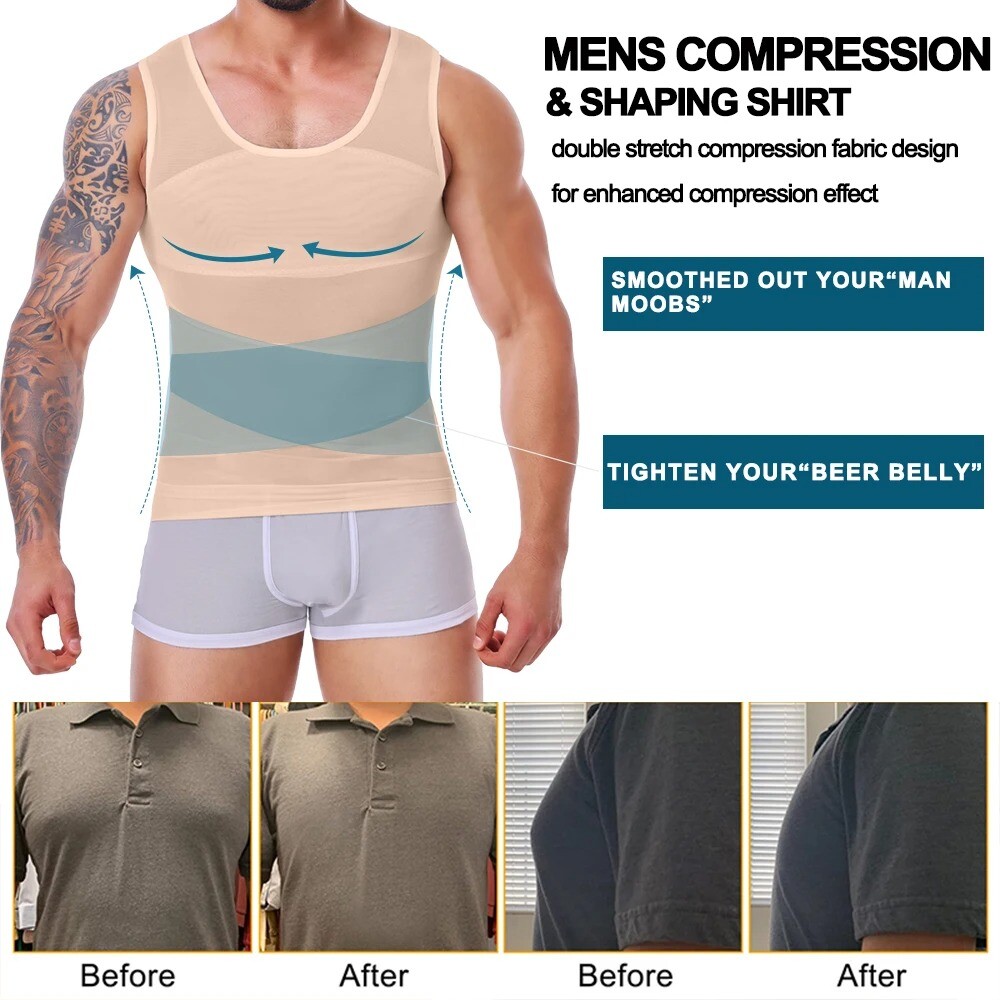 Men Slimming Body Shaper Tank Top Abdomen Gynomastica Compression Vest Shirt
