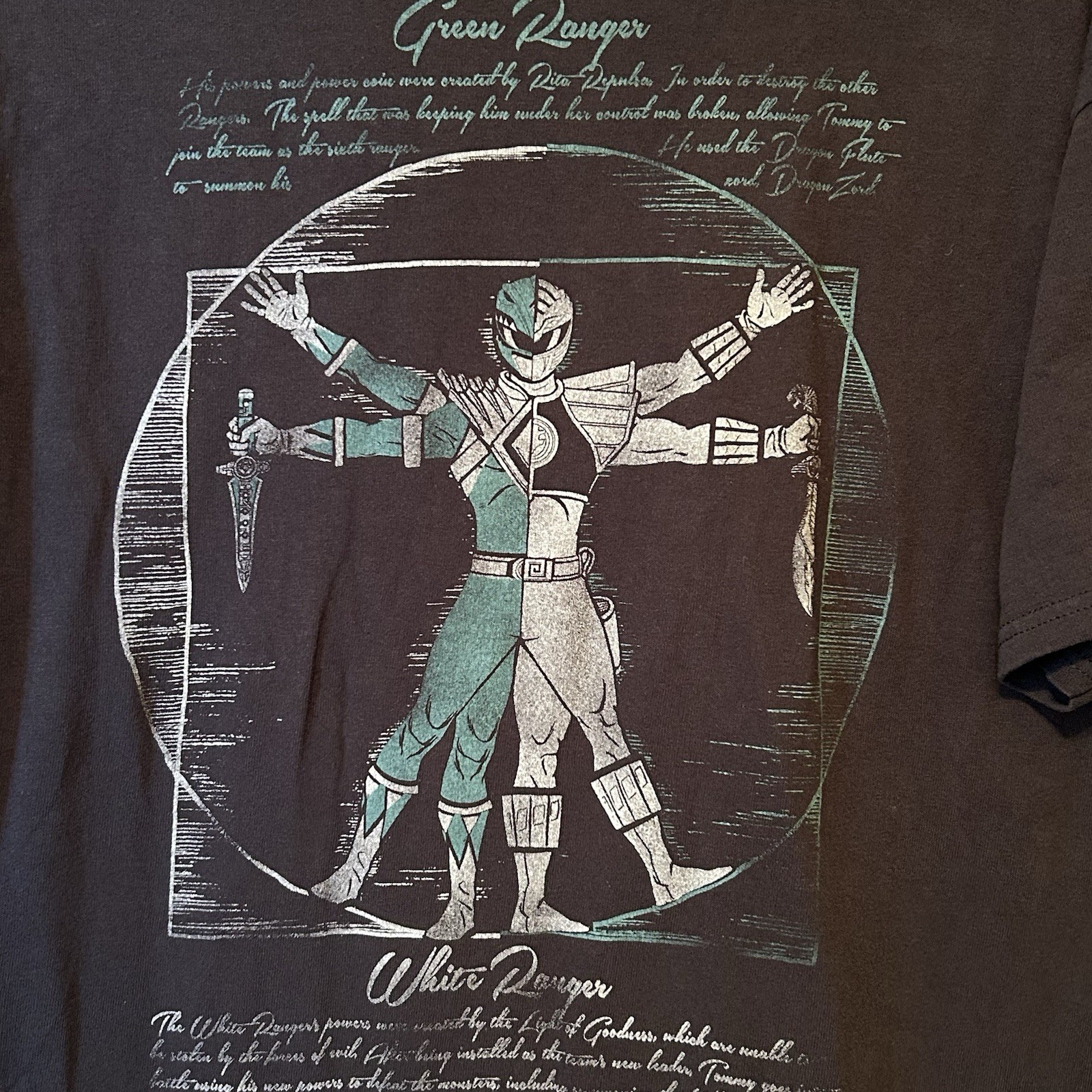 Vintage Power Rangers White Ranger To Green Transformation Shirt XL Y2K 90s BG17
