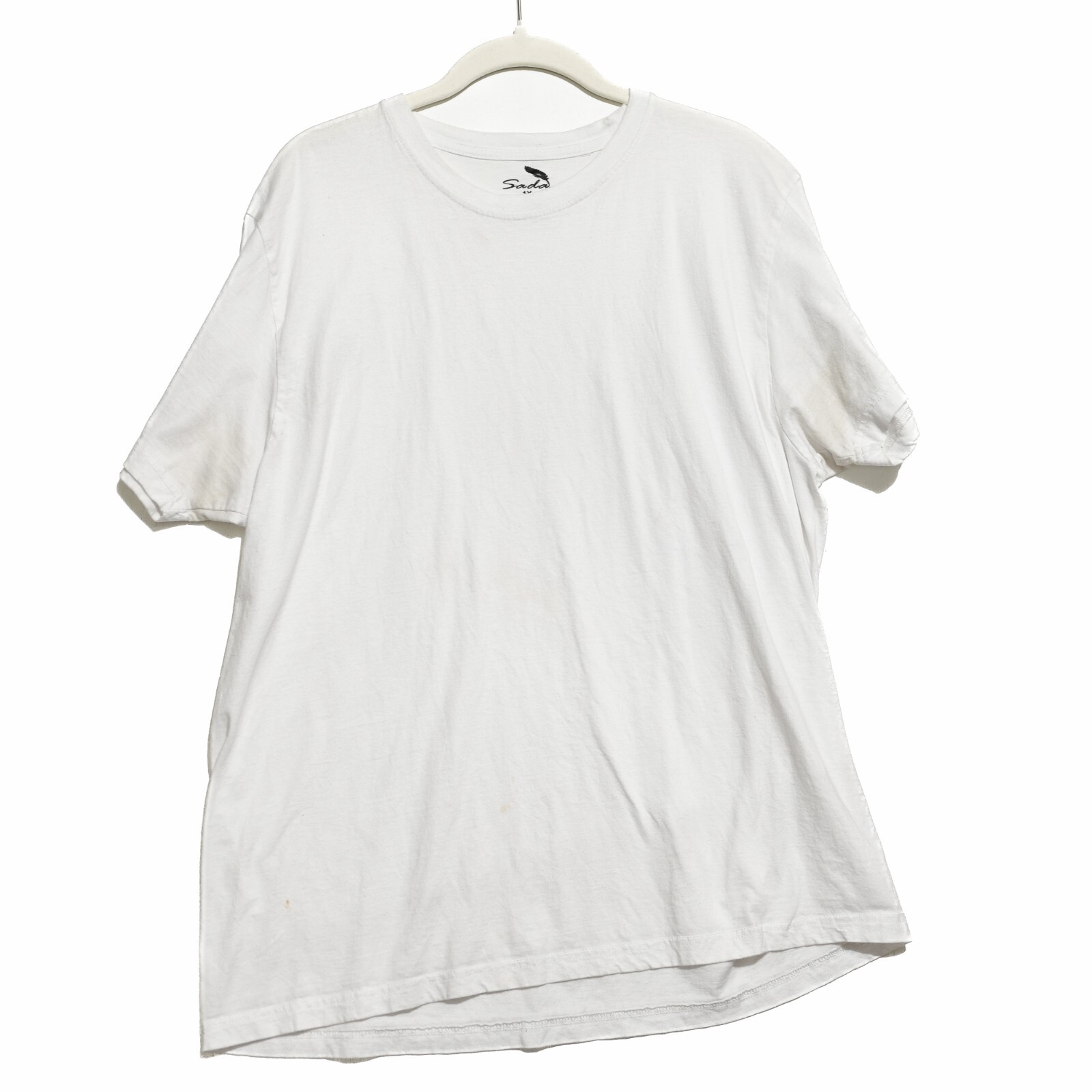 SADA Mens White T Shirt Solid Plain Casual Crew Neck Pullover Short Sleeve XL