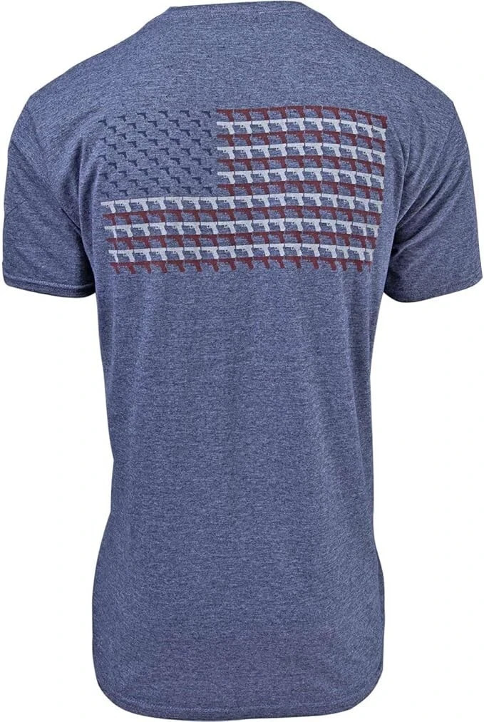 Glock Pistol Flag T-Shirt Heather Navy Cotton Short Sleeve AA7515 Fast Free Ship