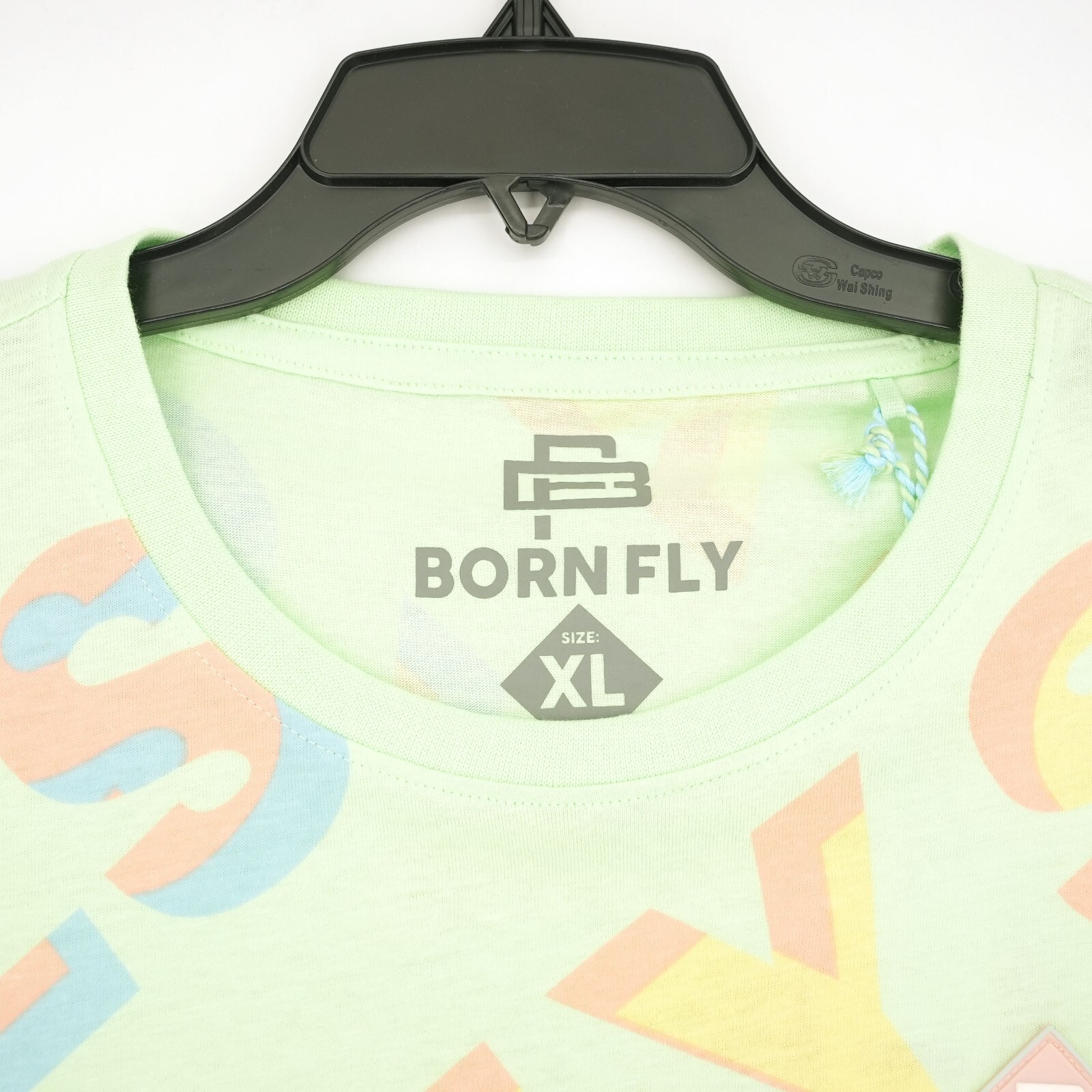 Born Fly Men’s T-Shirt XL Green, Blue Yellow Stay Fly Forever 100% Cotton NWT