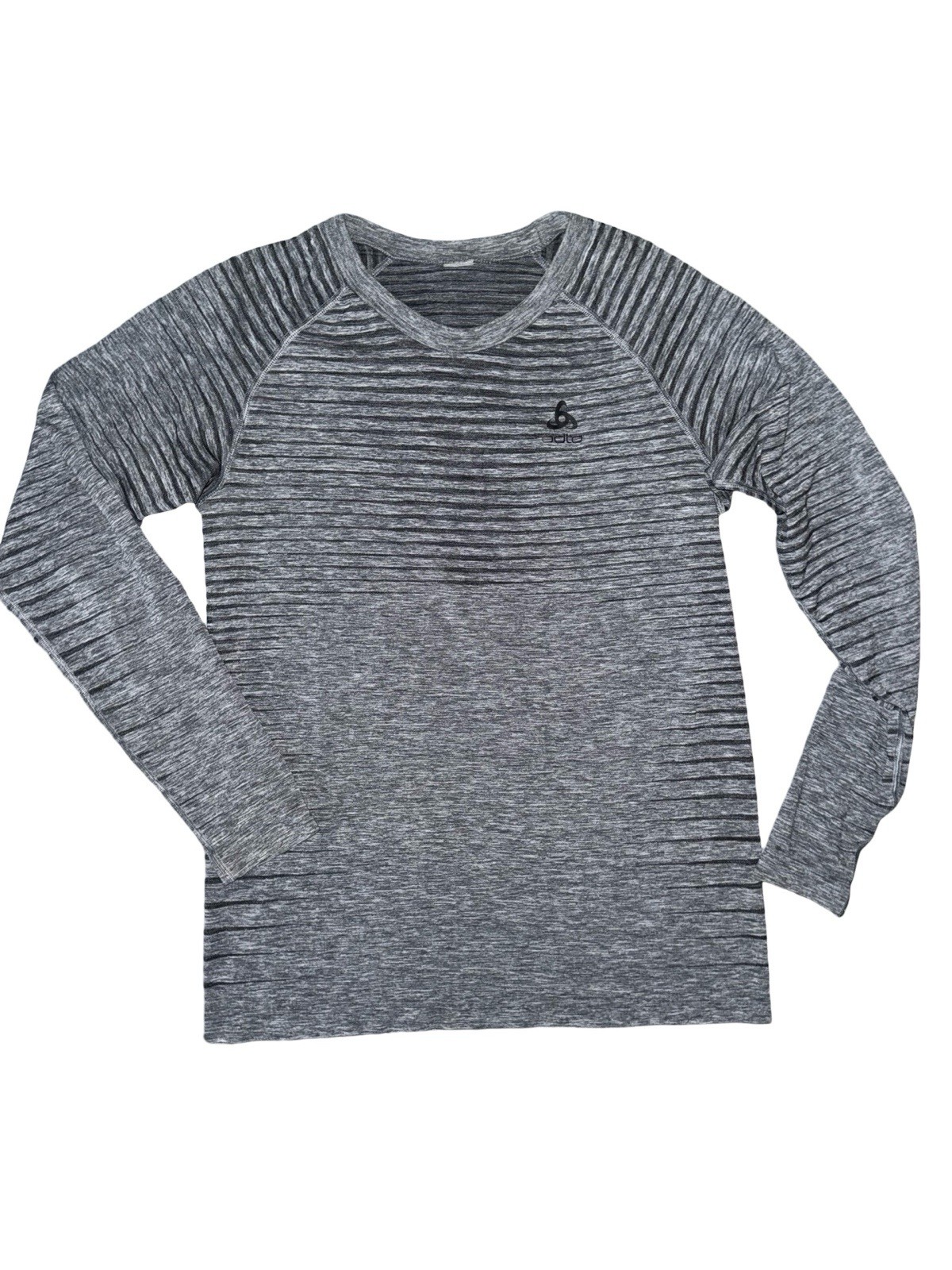 ODLO Base Layer Top Performance Light Fitted Long Sleeve Striped Gray Men’s sz L