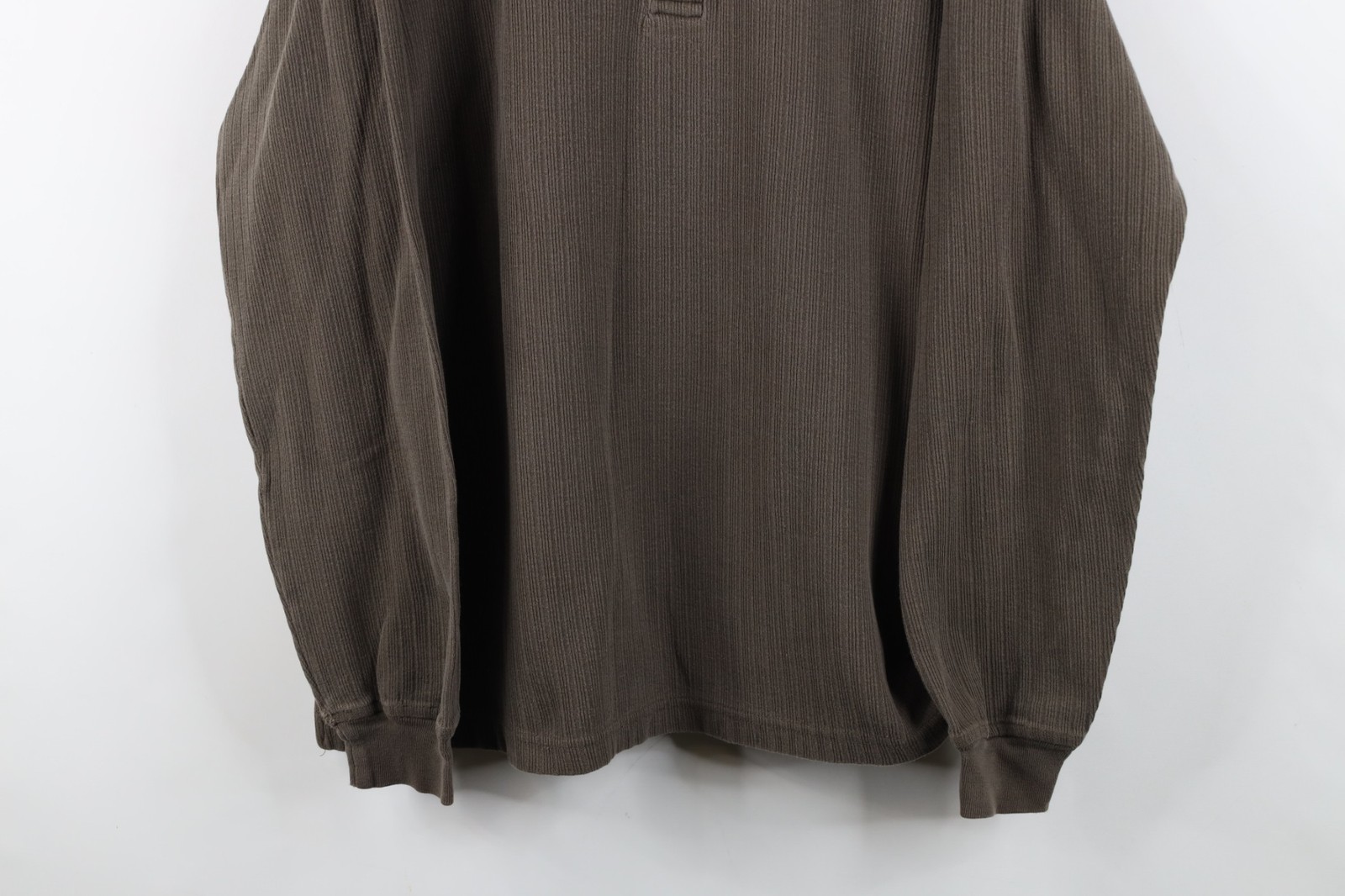 Vtg 90s Streetwear Mens Large Faded Heavy Ribbed Knit Long Sleeve Henley T-Shirt