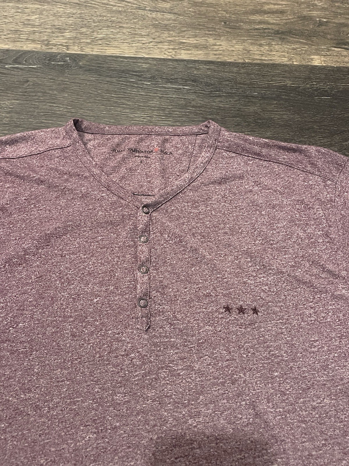 John Varvatos Star USA Snap Button Henley Shirt Top Mens Size Large Purple