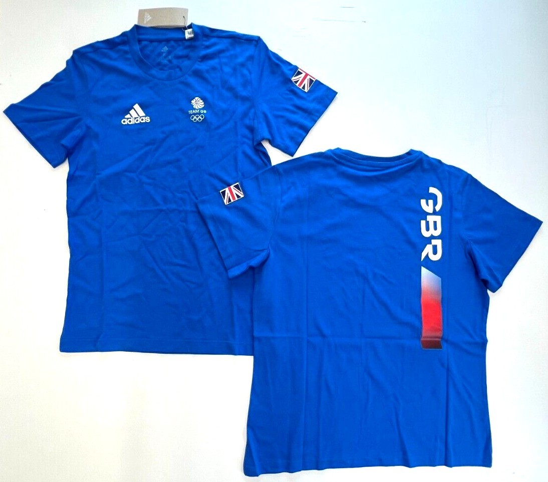 Adidas Training Shirt Team GB Olympic 100% Cotton Blue Men Women XS S M L XL 2XL