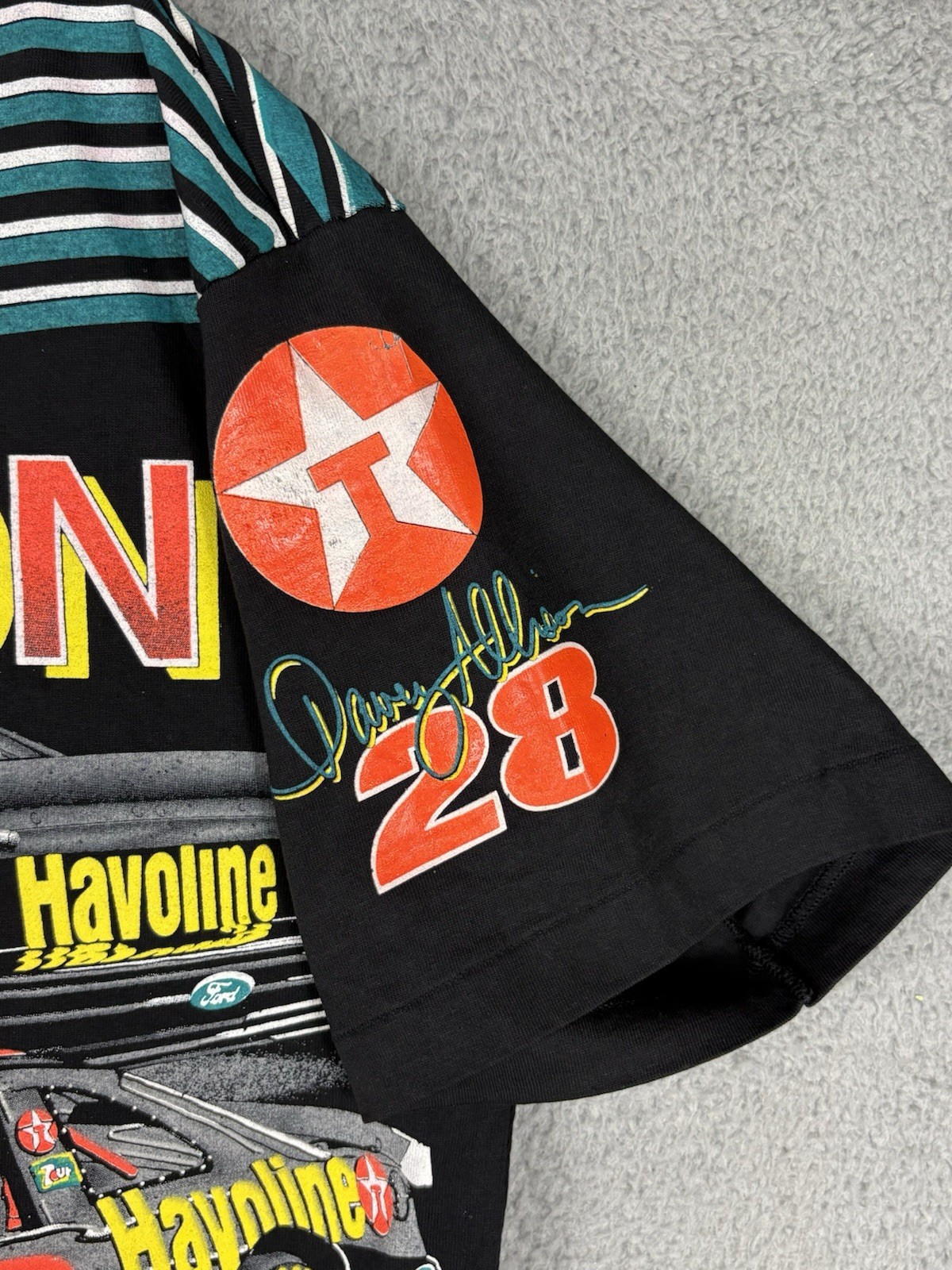 Vtg NASCAR AOP 1993 Davey Allison T-shirt Men’s XL 28 Havoline USA Single Stitch