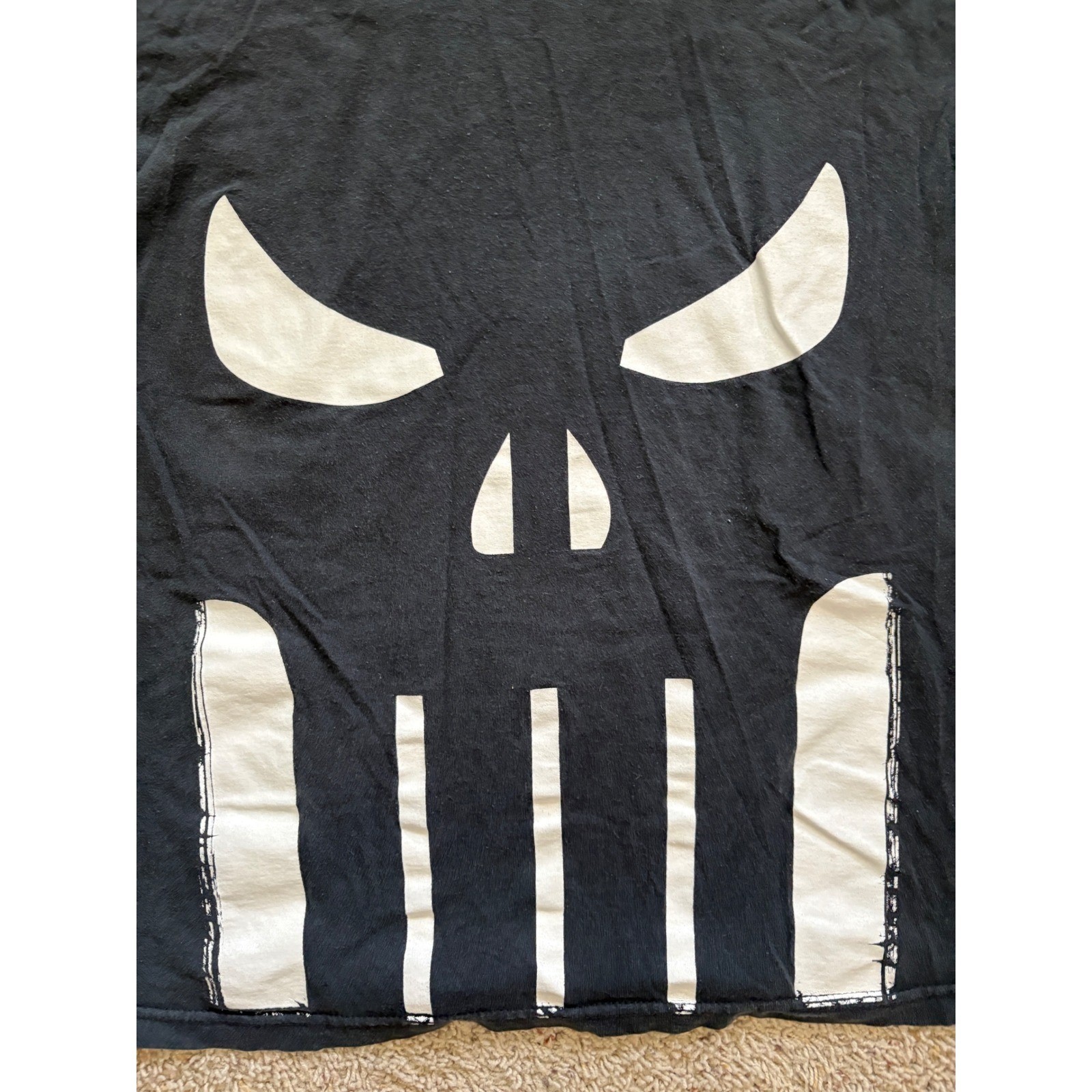 Vintage Marvel Mad Engine Punisher Skull Graphic T-Shirt Mens Black Tee