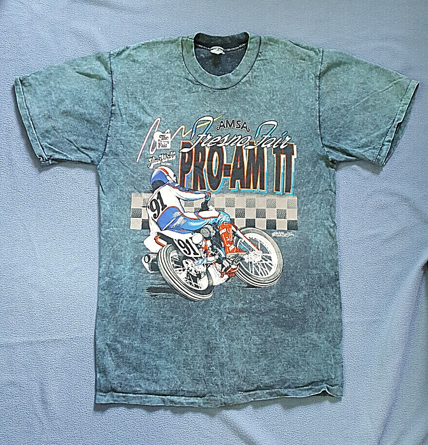 Vintage 1991 Fresno Speedway AMSA Motorcycle Race T-Shirt Single stitch