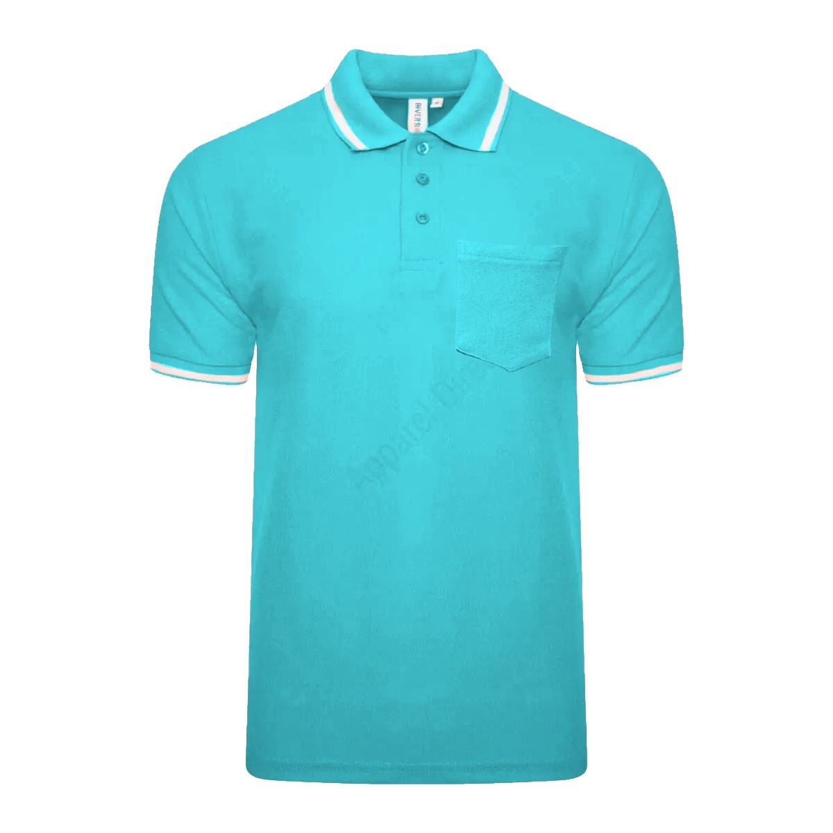 Men’s Polo Short Sleeve Pique Plain Single Tipping Chest Pocket Casual Tee Top