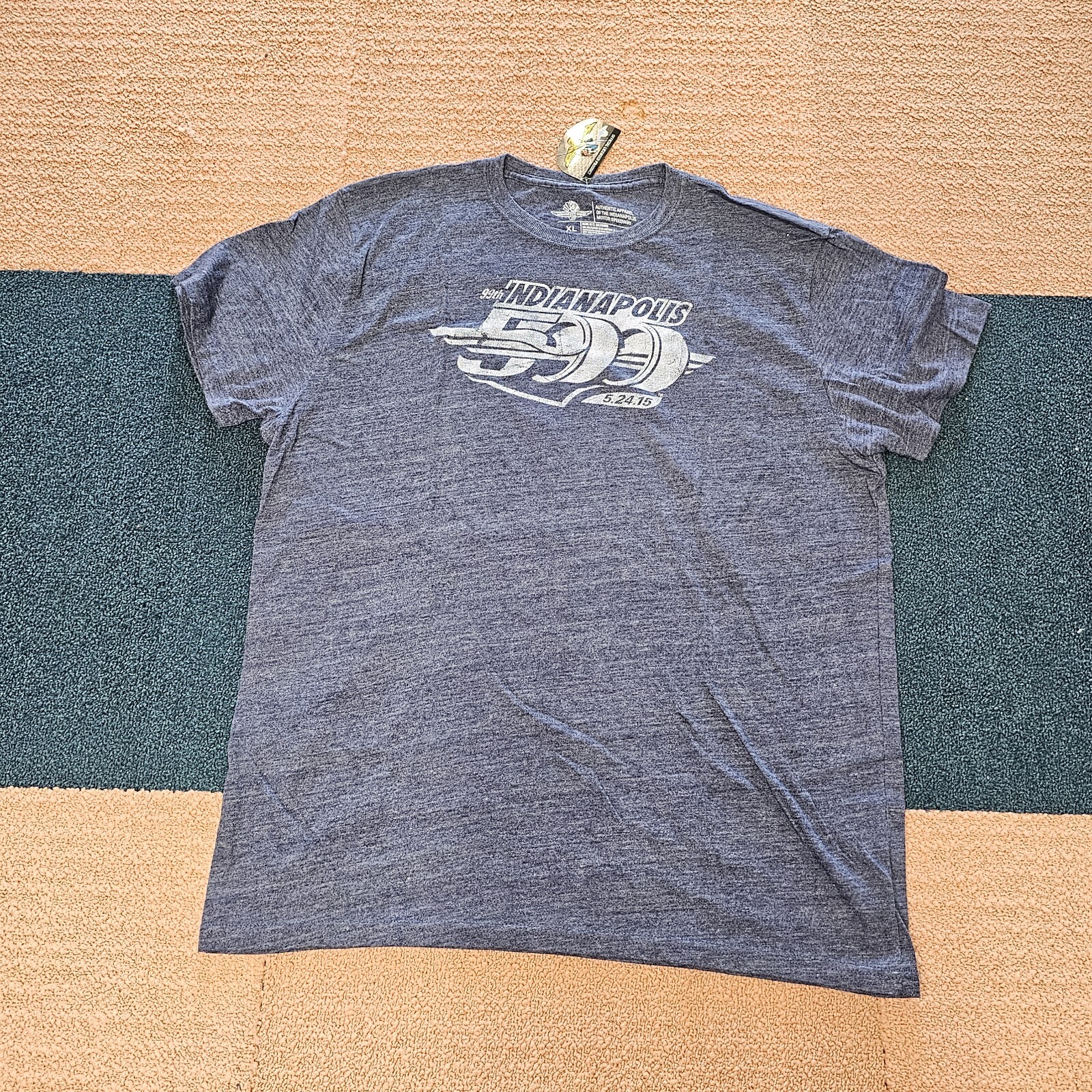 Indiapolis 500 99th Adult T-Shirt XL Blue Motor Speedway 2015 Graphic SS J8d