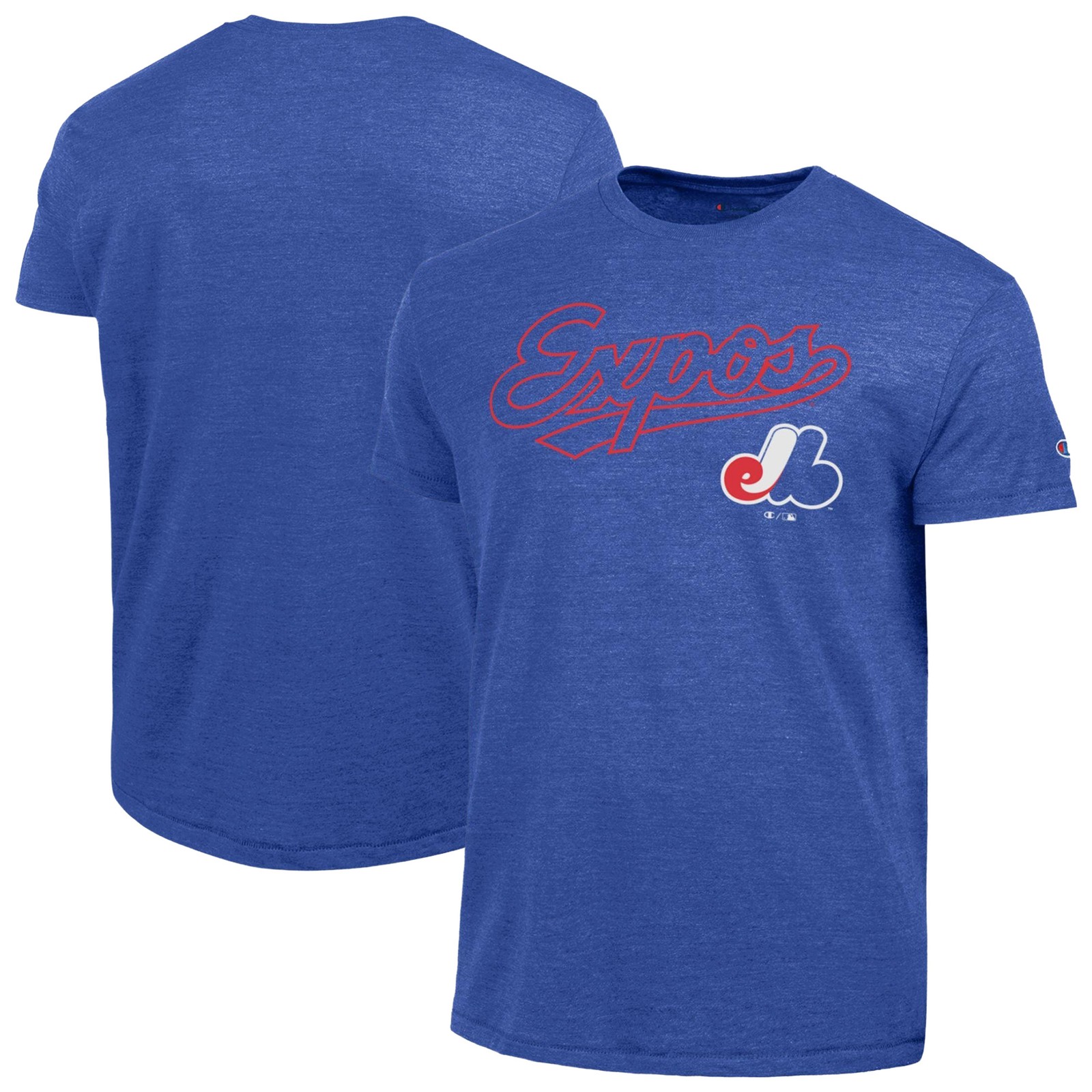 Men’s Champion Blue Montreal Expos Cooperstown Wordmark Lockup Tri-Blend