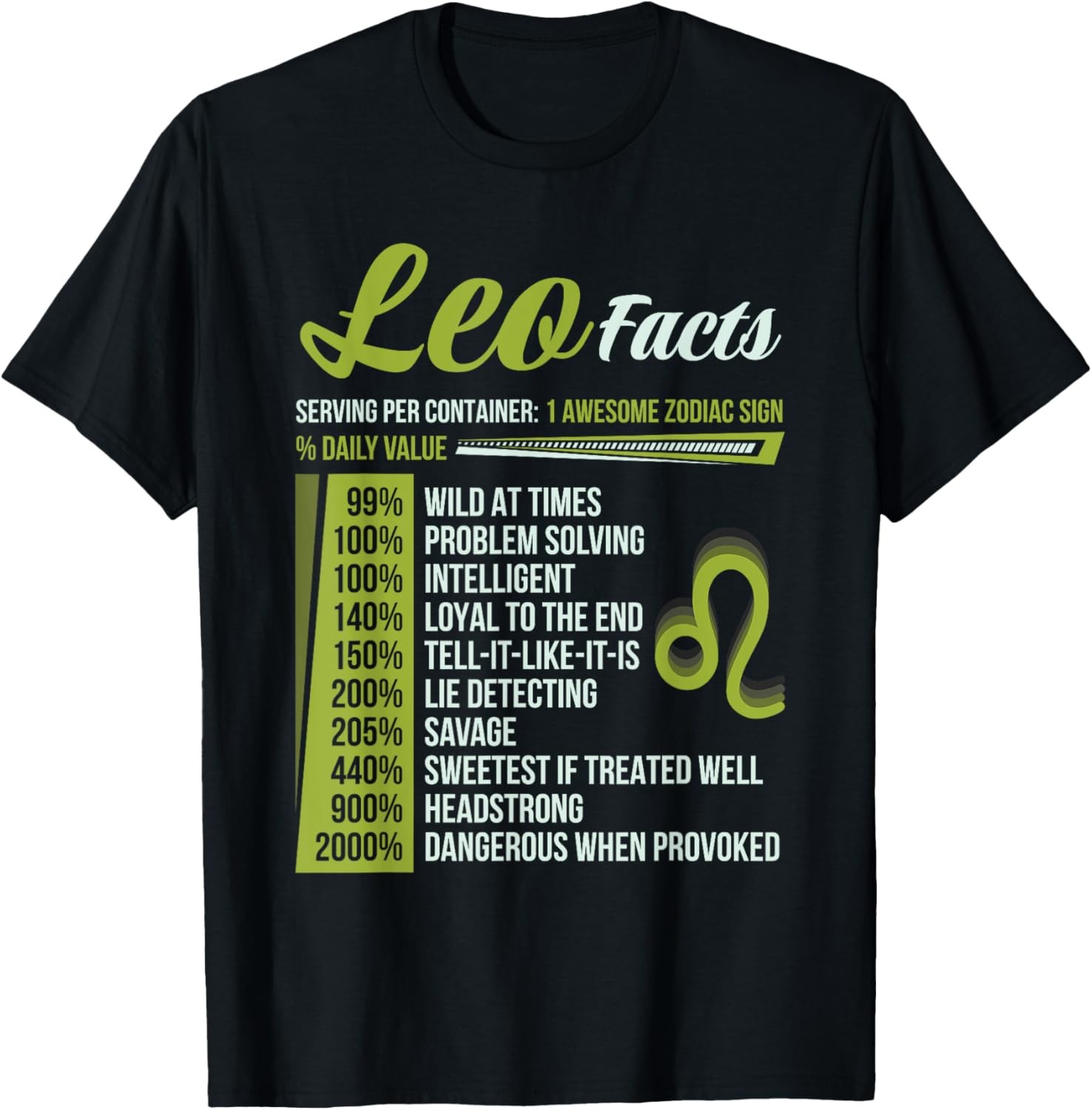 Leo Facts Traits Horoscope Zodiac Astrological Sign Funny T-Shirt