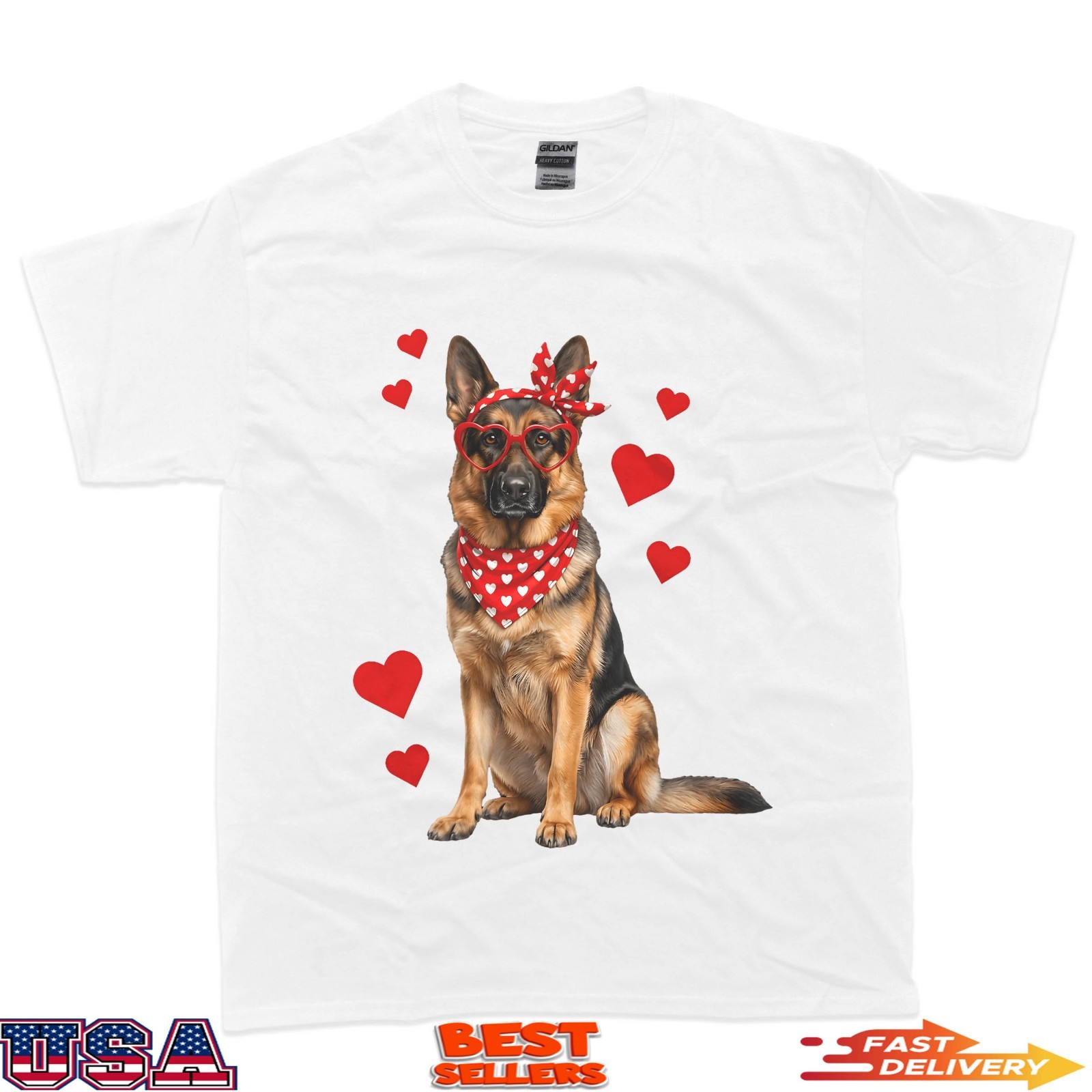 German Shepherd Valentines Day Dog Lover Heart T-Shirt