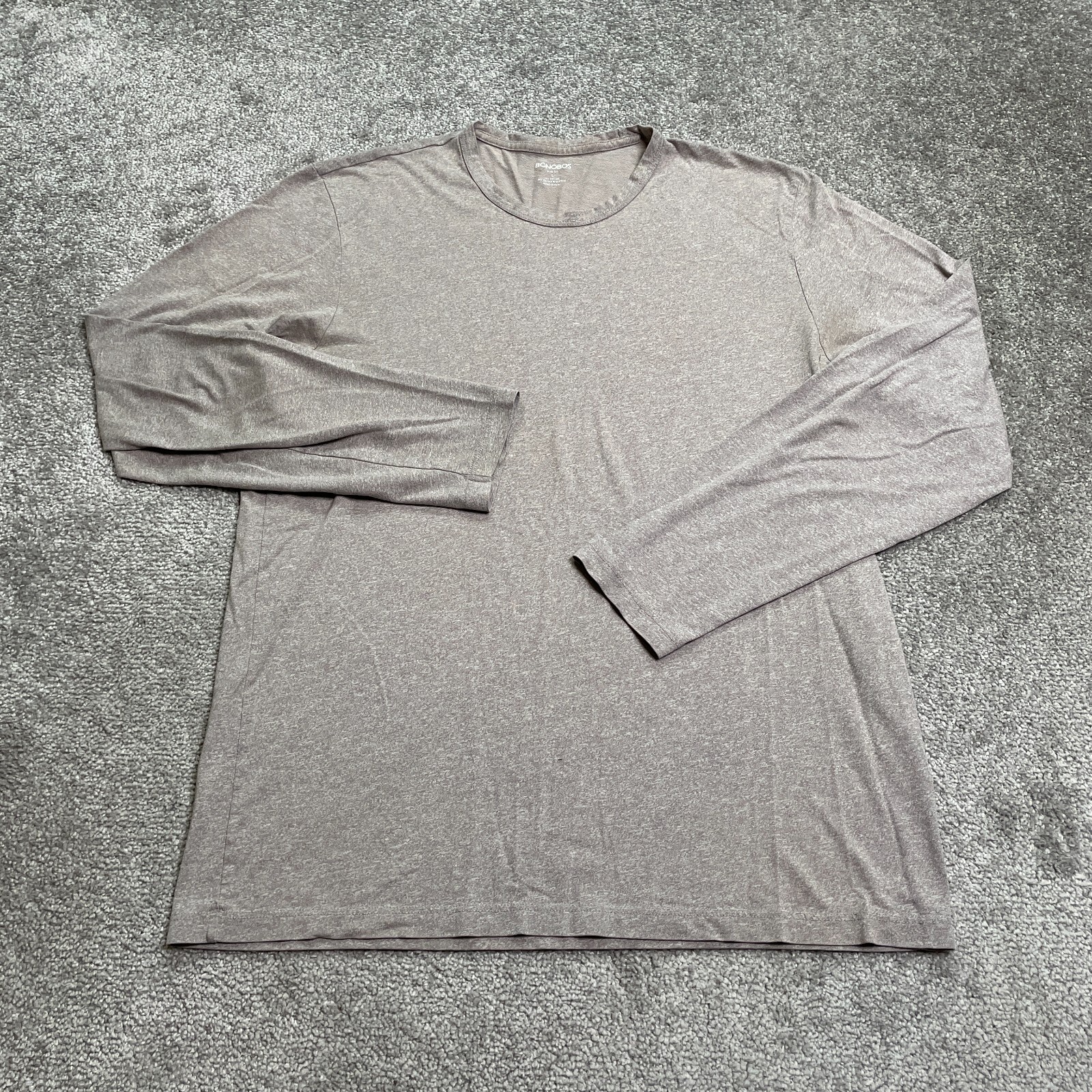 Bonobos Slim Fit T-Shirt Men Large Gray Long Sleeve Crew Neck Casual Outdoor Tee
