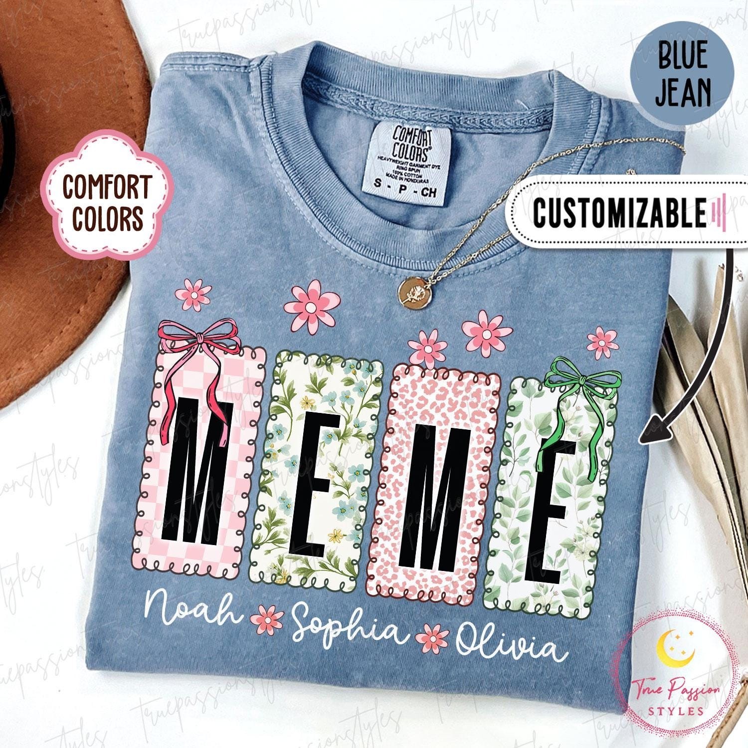Comfort Colors Personalized Meme Shirt With Grandkids Names Floral Meme Tshirt