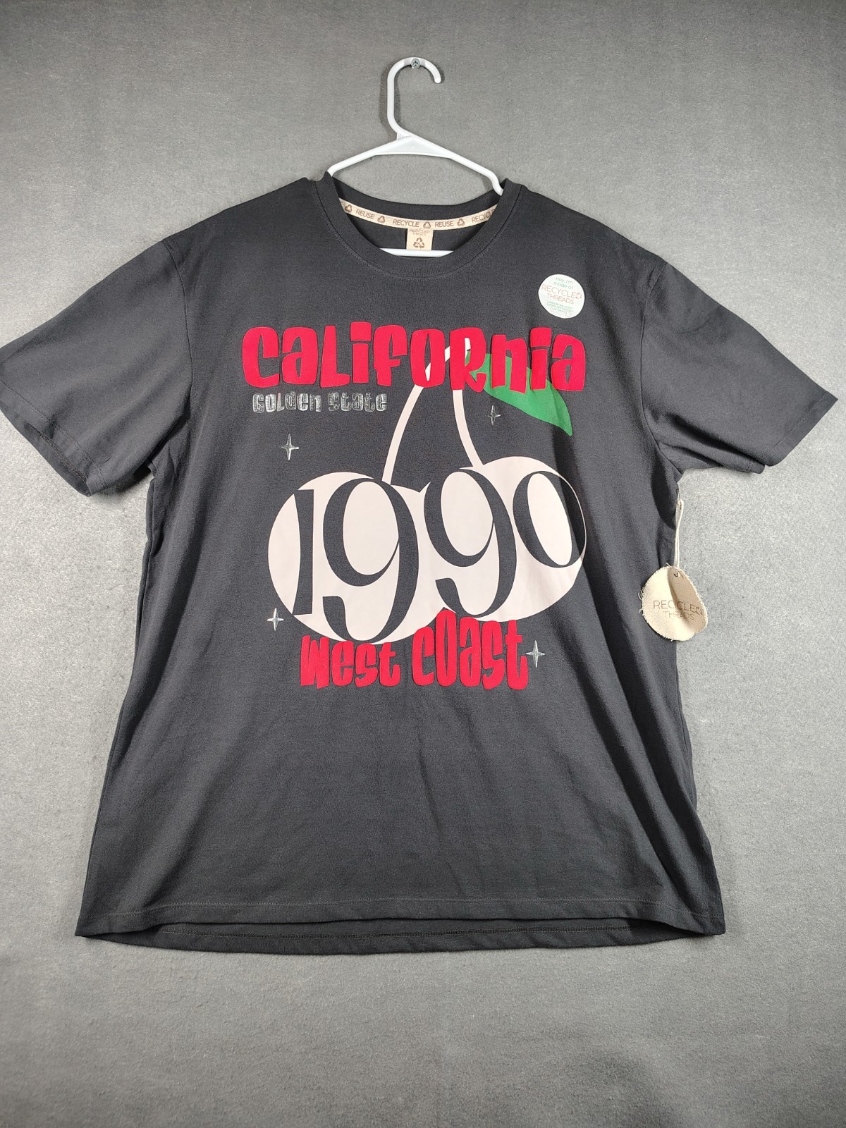 Recycled Threads Men’s XL California 1990 West Coast Graphic Tee Black NWT