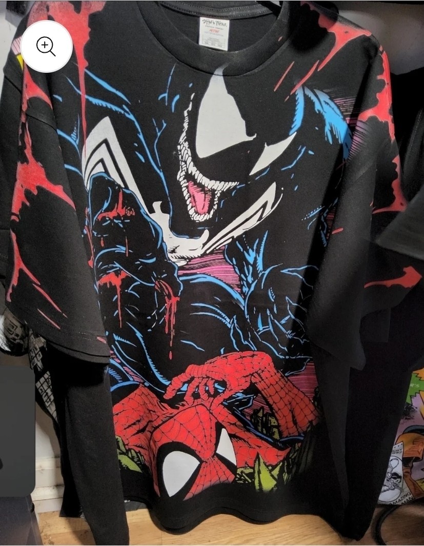 VENOM SPIDERMAN ON A SHAKA HEAVYWEIGHT GARMET DYED T SHIRT Jumbo Print “MODERN”