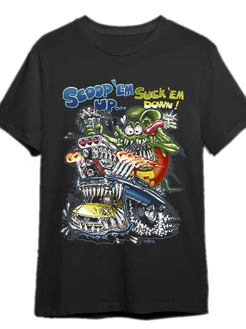 Ed Roth Scoop ‘Em Up Men’s Graphic T-Shirt – Retro Monster Car & Alien Design wi
