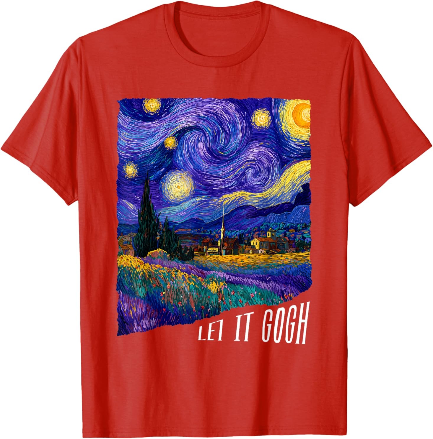 Let it Gogh Funny Vincent Van Gogh Starry Night Design T-Shirt