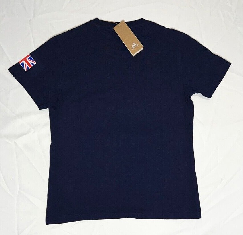 Adidas Training Shirt Team GB Olympic 100% Cotton White Blue XS S M L XL 2XL 3XL