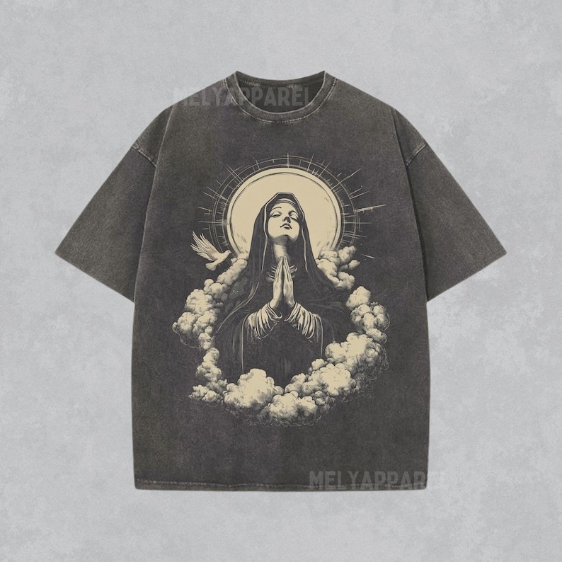 Virgin Mary Prayer Shirt � Vintage Holy Graphic Tee, Religious Streetwear