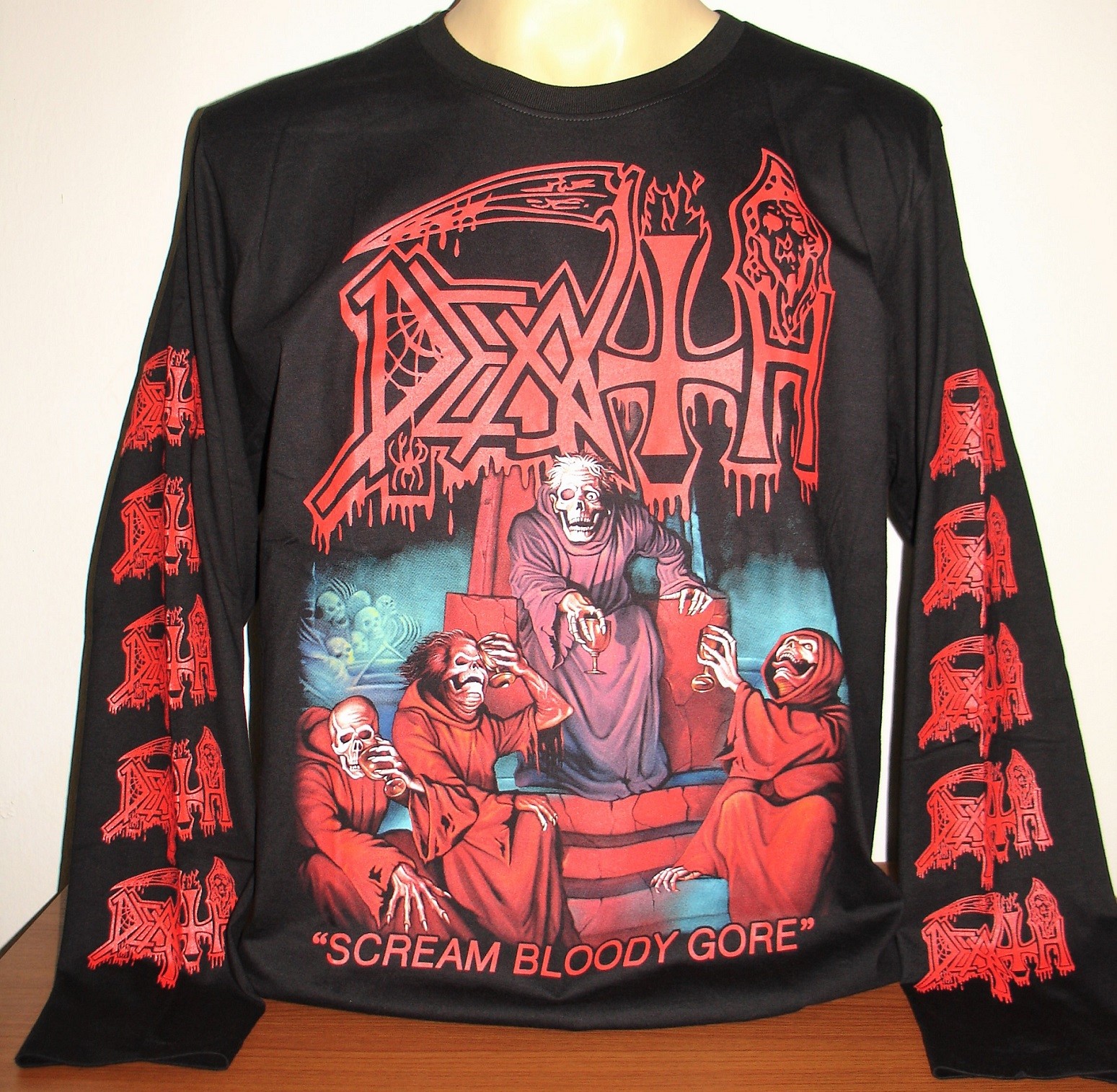 Death Scream Bloody Gore Long Sleeve T-Shirt Size S M L XL 2XL 3XL Metal Band