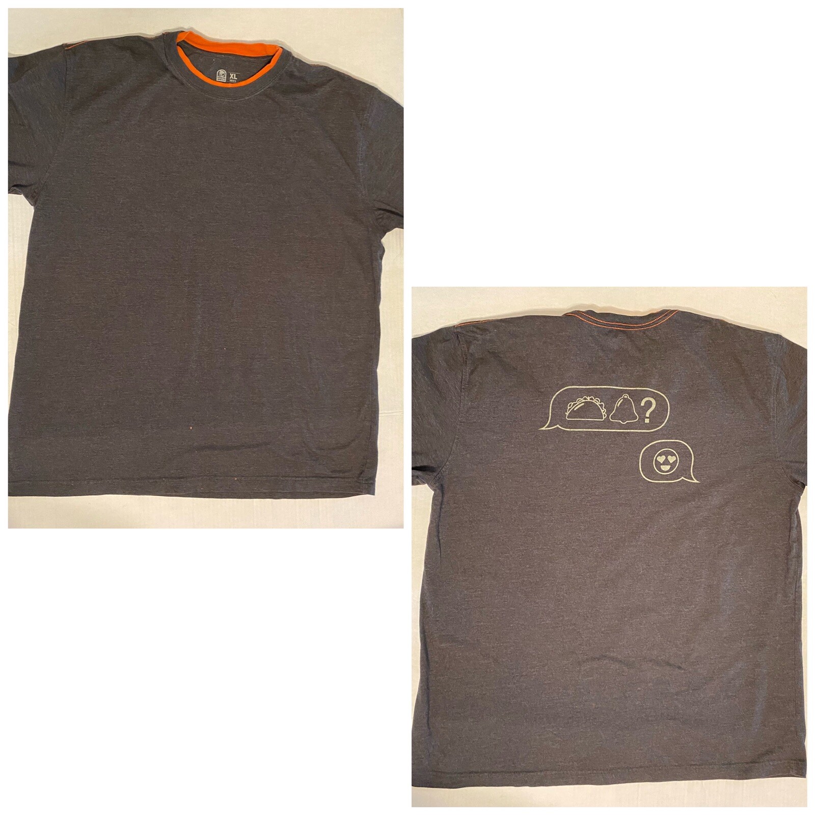 Taco Bell Gray Orange Mens T Shirt Size XL Work Uniform Employee Work